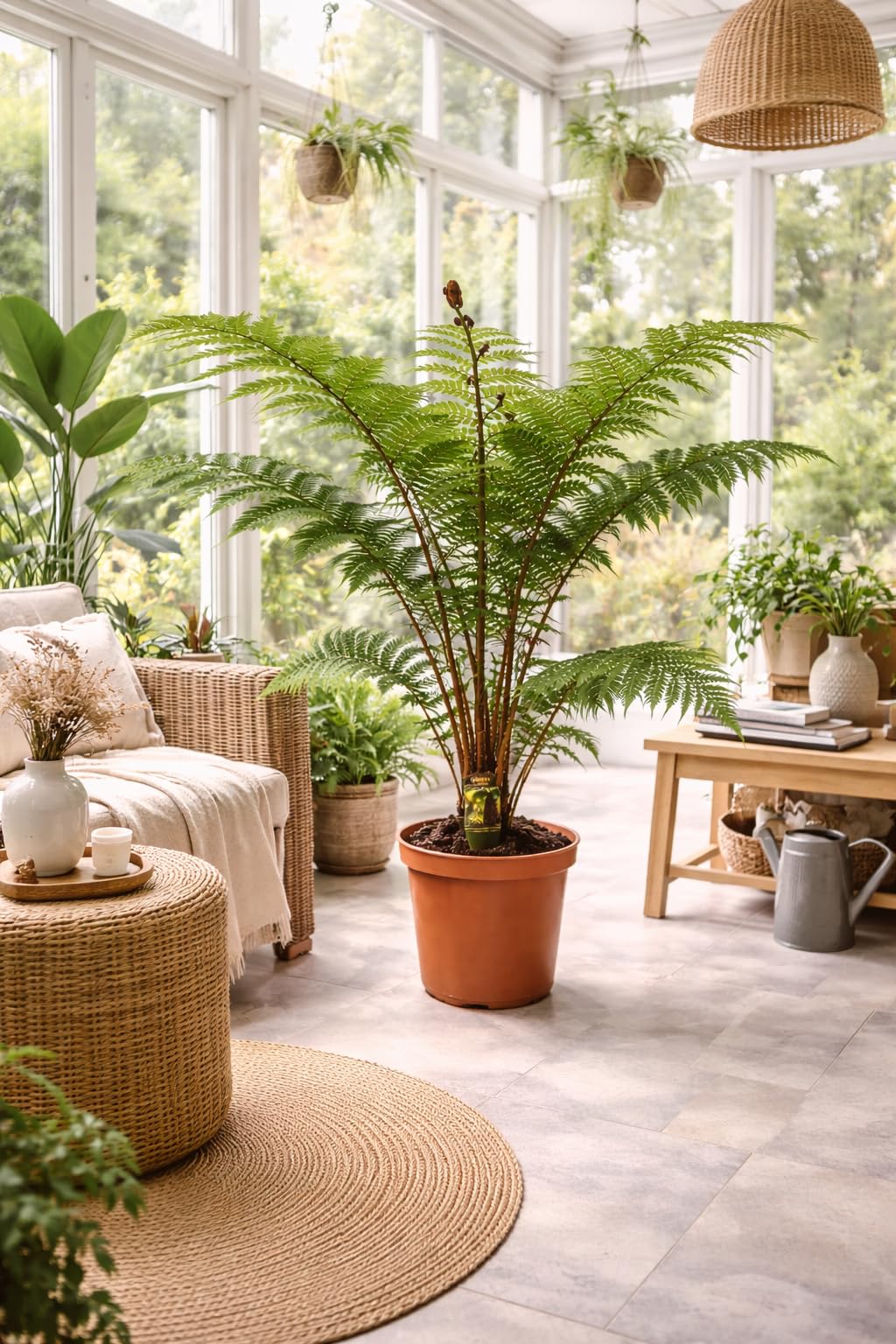 Australischer Baumfarn „Cyathea Australis“ – 80-100 cm hoch inkl. Topf (24 cm) | Exotischer & schnellwüchsiger Farn für Zimmer, Wintergarten, Terrasse & Garten