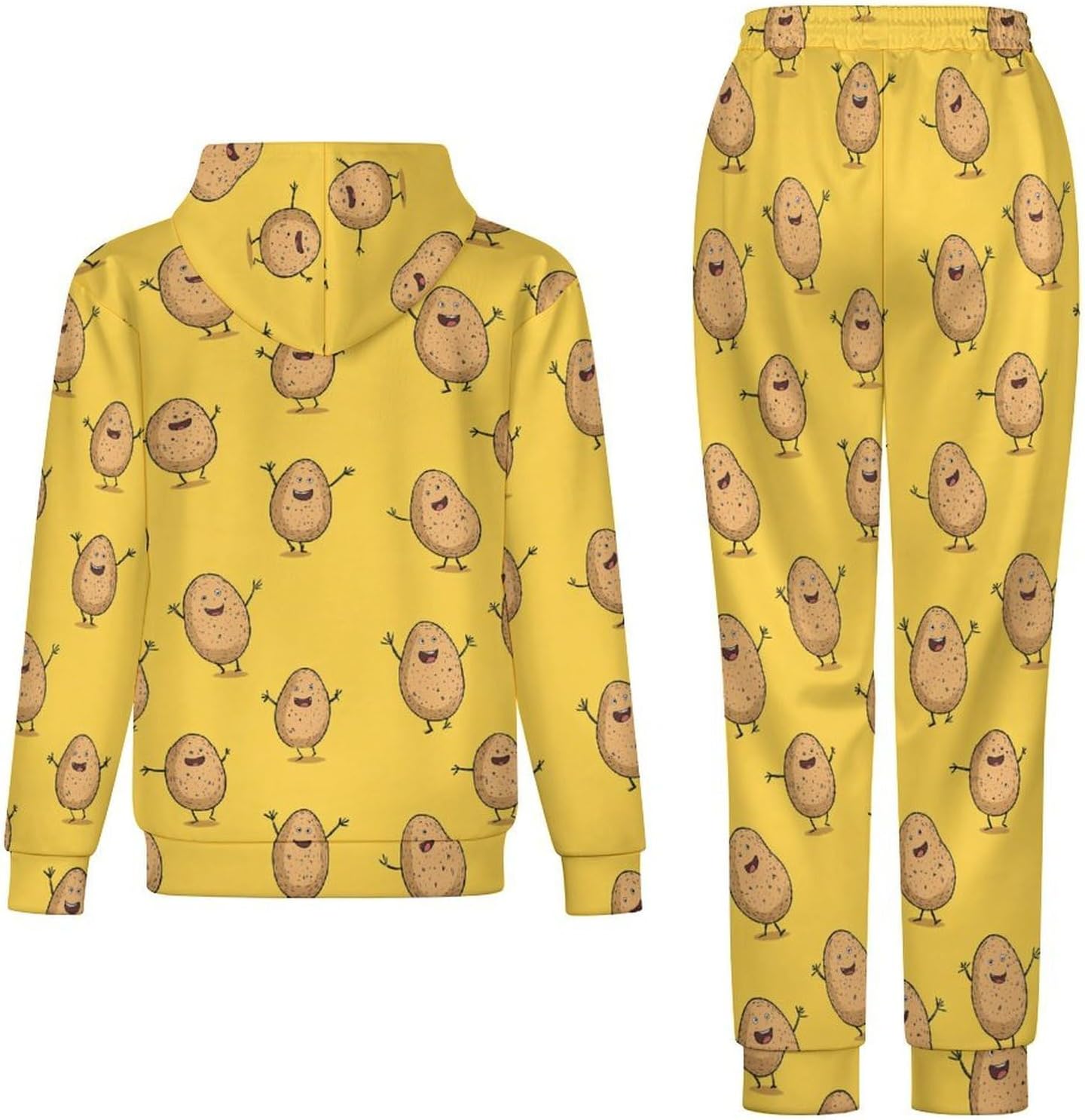 Cute Potatoes Men's Hooded Set Casual 2 Pieces Suits Pullover Tracksuit Hoodies And Sweatpants