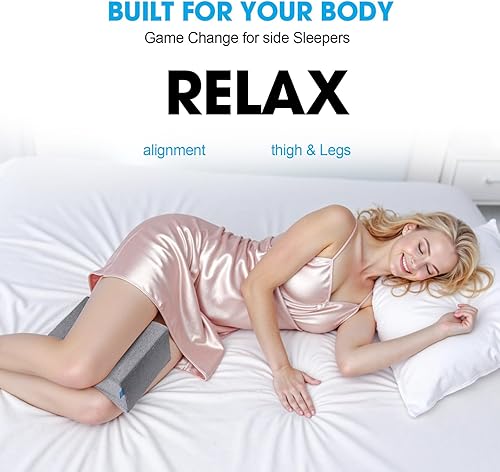 Miniatura 5 de Almohada de rodilla para personas que duermen de lado con gel refrescante, almohada de elevación de espuma viscoelástica para alineación de la