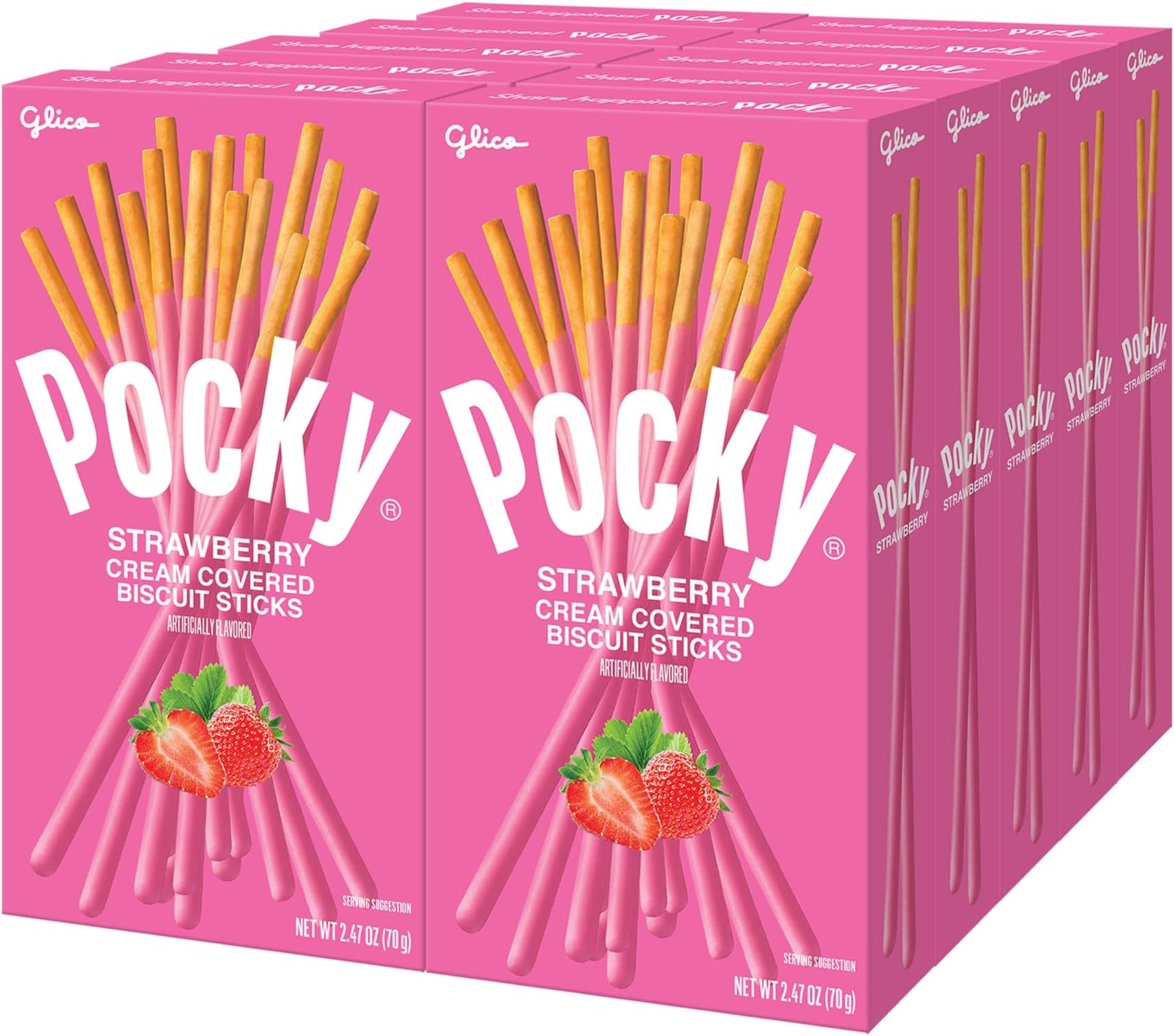 Strawberry Biscuit Sticks โ Sweet Strawberry-Covered Crunchy Snack, Mess-Free and Great for Sharing โ (Pack of 10)