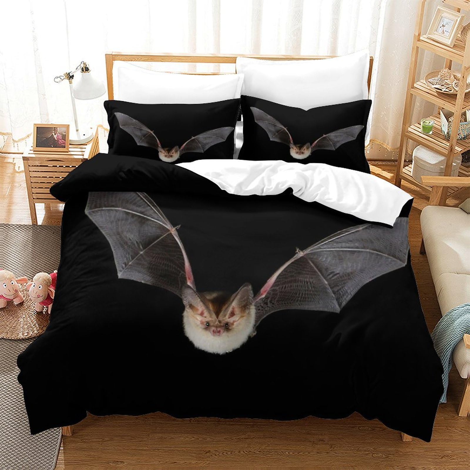 P1S9U7W5Y 3D Printed flying owl duvet cover set 3pcs microfiber animal bedding set Double