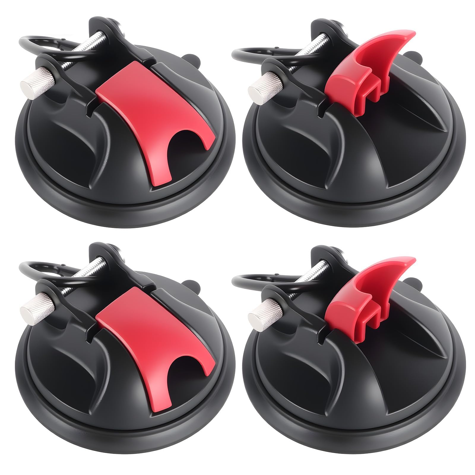 4 Stück Saugnapf Haken Starker Halt für Camping, Große Saugnäpfe mit 35 KG Tragkraft & D-Ringen,Wiederverwendbar, Ohne Bohren, Vakuum Saughaken Extra Stark für Wohnmobil, Zelt, Auto, Fliesen, Glas