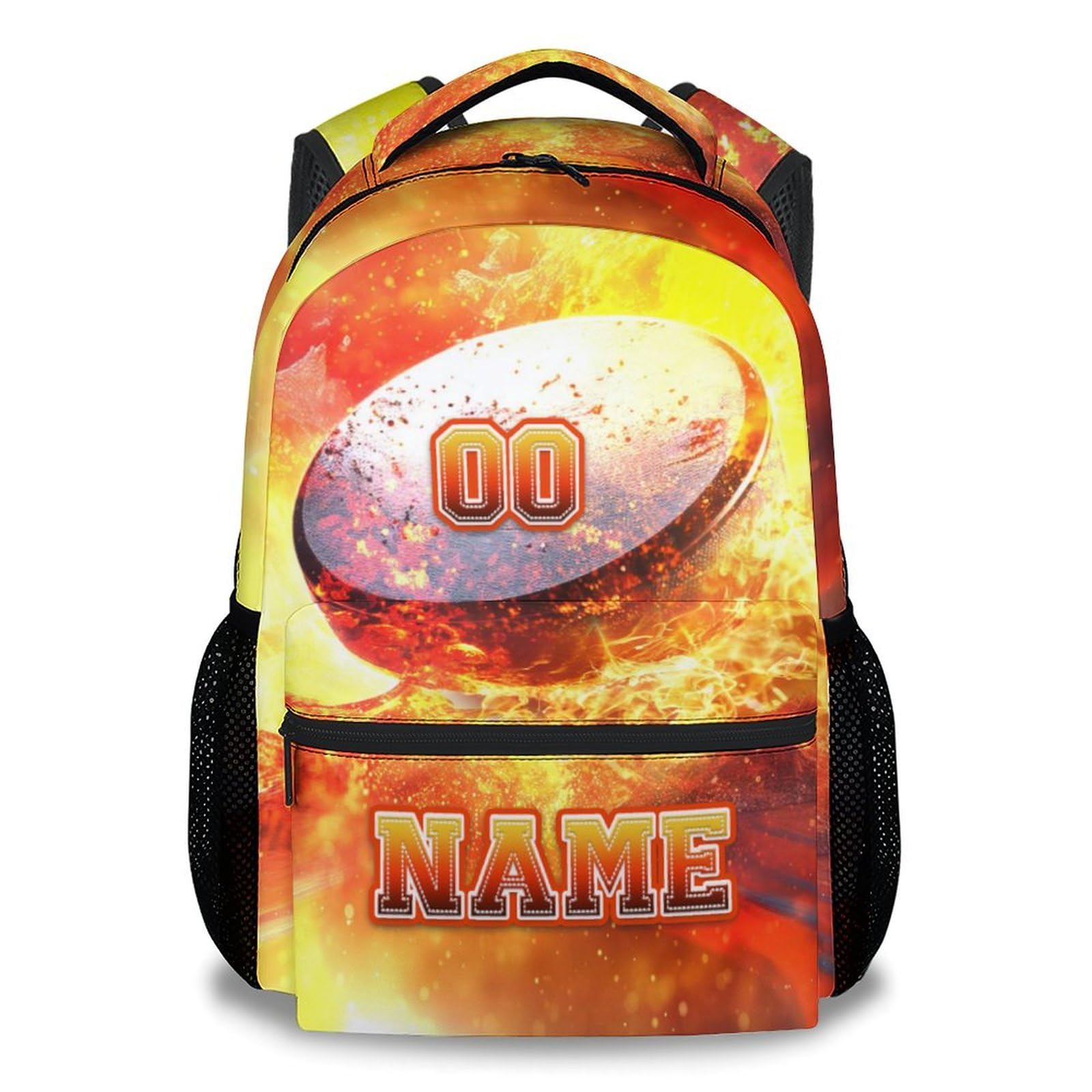 School Backpack, Personalized Hockey Backpacks for Boys, Ice Hockey Bookbag for Middle School, 17 Inch Custom Sport Schoolbags with Name, Large