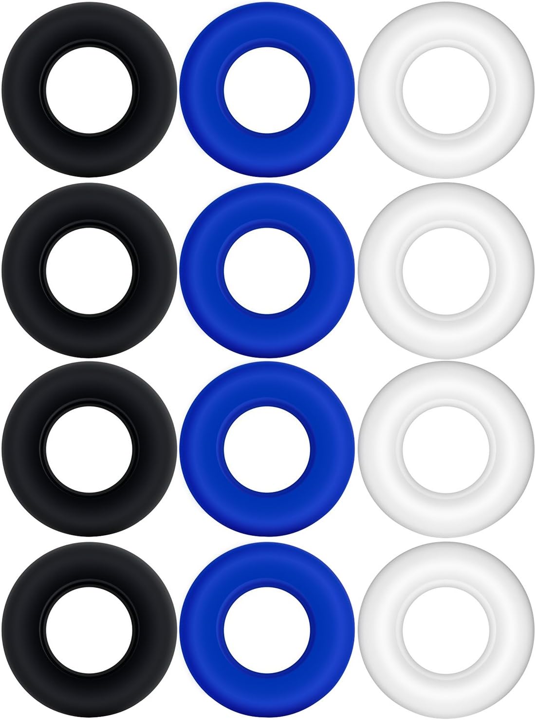 L’aise Vie Soft Stretchy Donut Cock Rings Waterproof Silicone Ring Relax- Assorted Same Size Different Color Toys, 12 Cock Rings