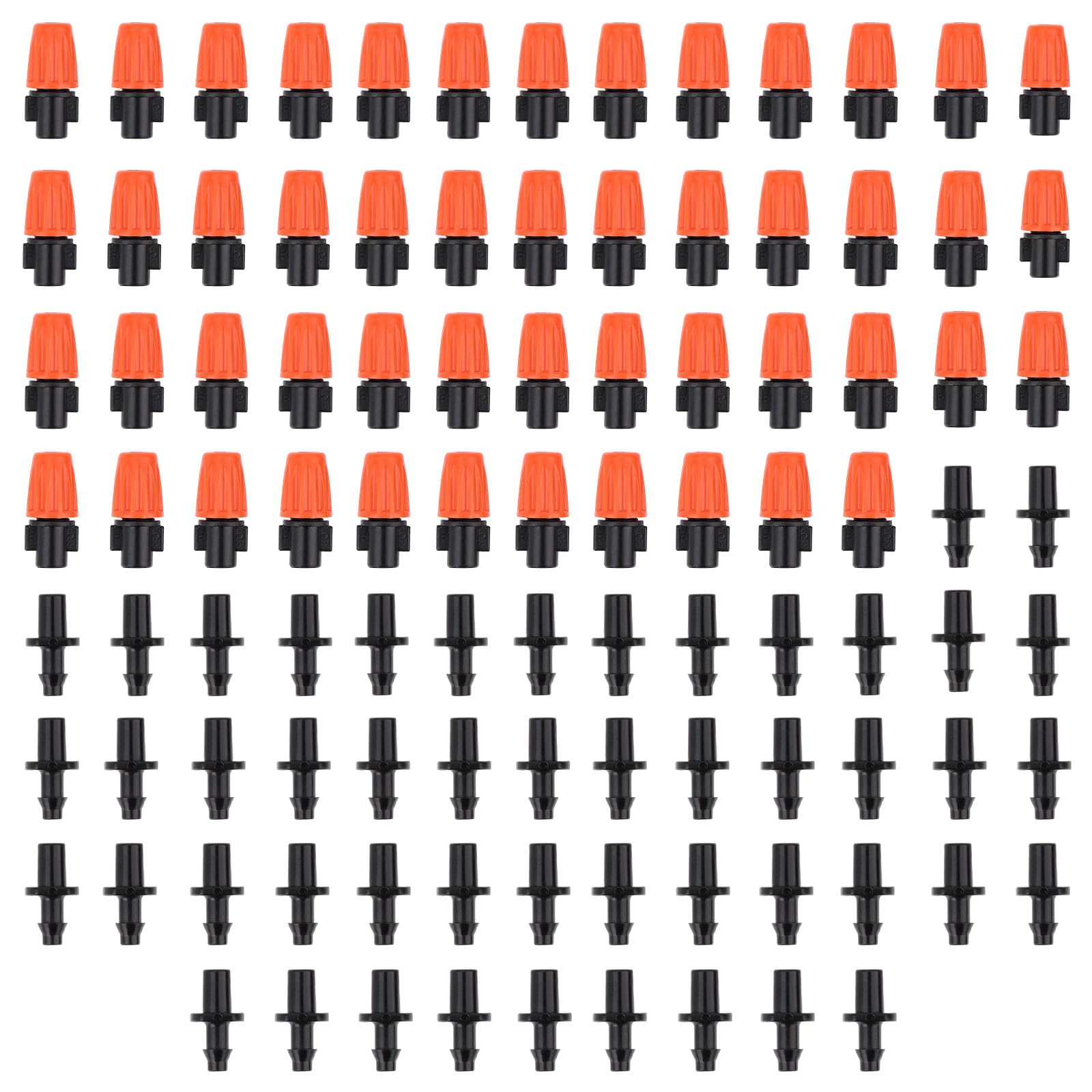 50pcs Drip Irrigation Spray Emitters, 1/4" Adjustable Atomizing Nozzles Drip Irrigation Spray Emitters Atomizing Irrigating Sprinkler Mister Head Fittings Parts Drippers Kits for Garden Misting System