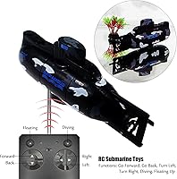 Vista 2 de Tipmant Mini submarino RC Control remoto barco barco modelo militar agua eléctrico juguete impermeable buceo niños regalo negro
