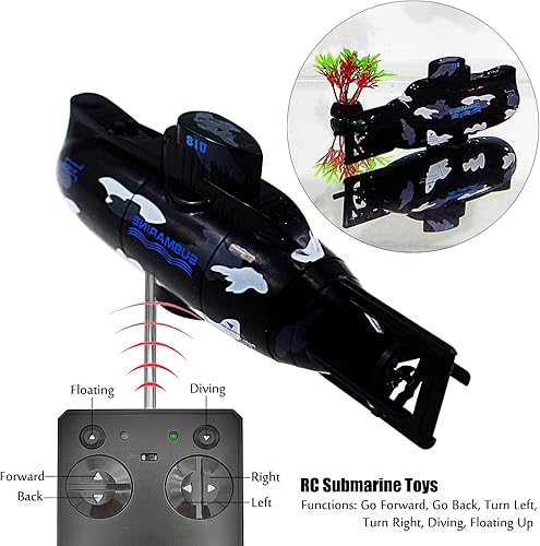 Miniatura 2 de Tipmant Mini submarino RC Control remoto barco barco modelo militar agua eléctrico juguete impermeable buceo niños regalo negro