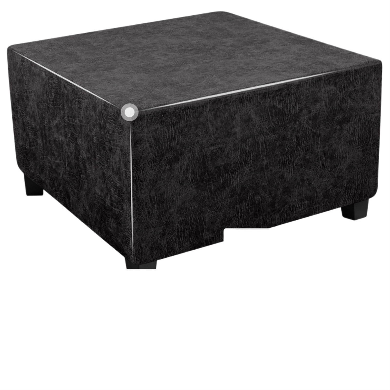 YXINAER Foot Stool Cover Elastic Ottoman Cover Spandex Footrest Slipcover for Living Room Stretch Footstool Covers All-inclusive(Black,S)