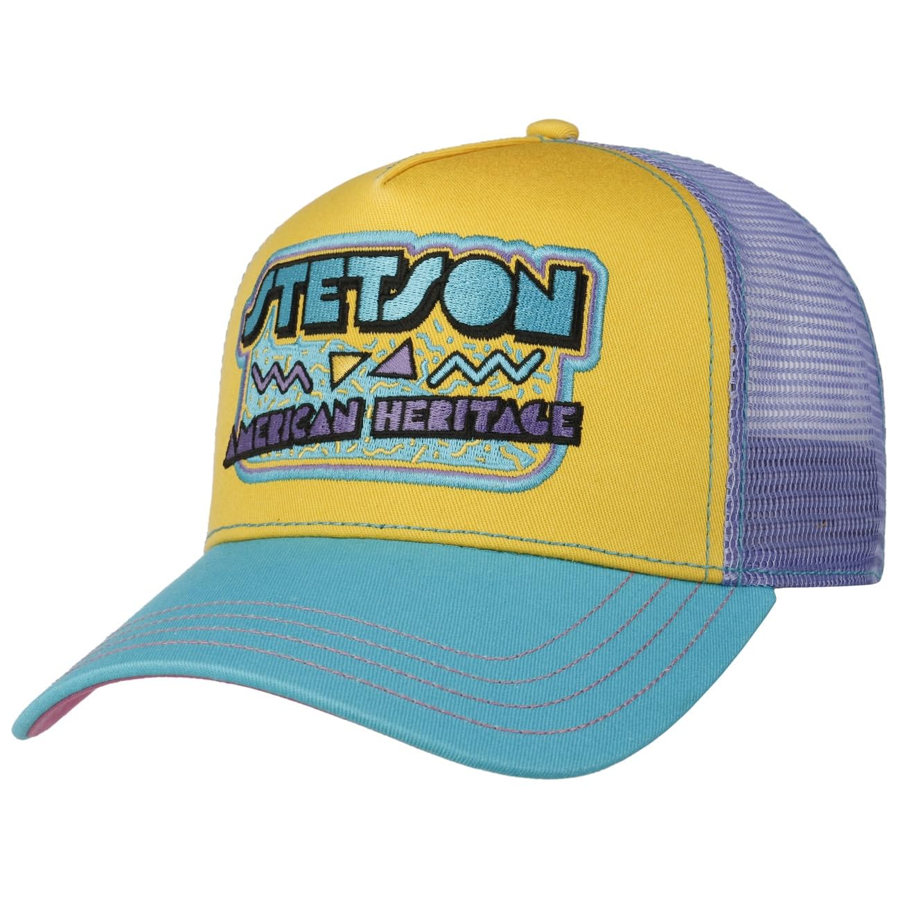 Stetson Women's Yellow American Heritage 80S Trucker Cap Snapback Unisex Spring Summer Winter