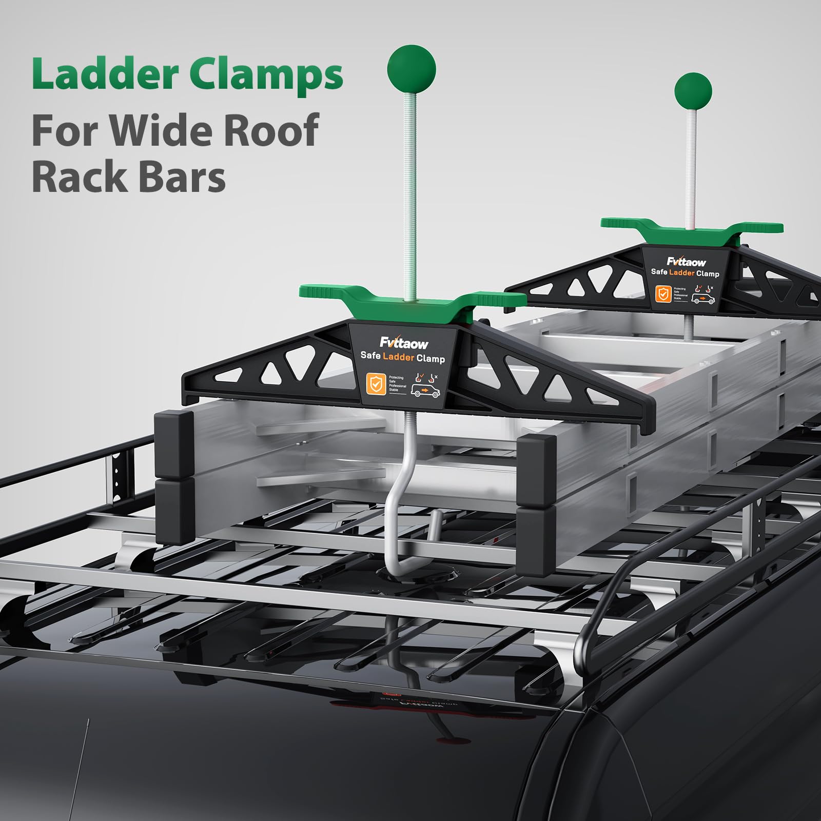 Fvttaow Ladder Clamps, Ladder Roof Rack Clamps 2 Pack, Ladder Clamp Built in Lock Ladder Bracket for Roof Rack Ladder Clamp,Green - Image 2