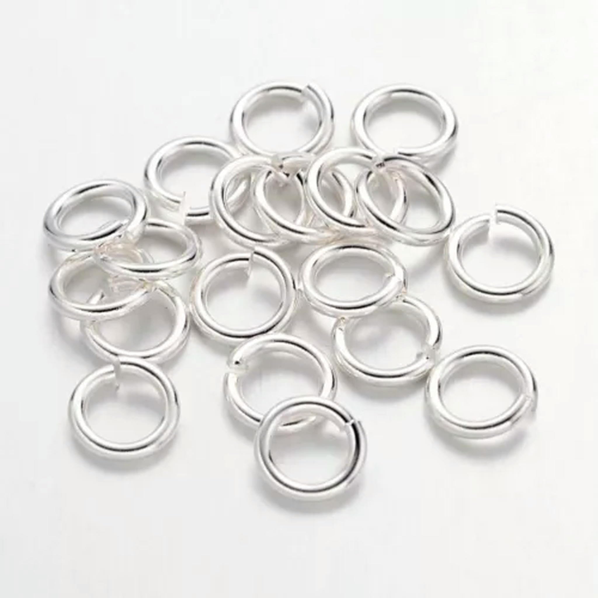 500 g Starke offene Biegeringe aus Messing, ungelötete Ösen, 6 Farben zur Auswahl, 4–10 mm, Silber, 10 x 1 mm