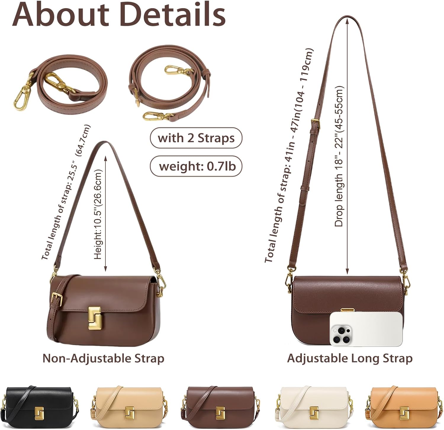 Women’s Small Crossbody Bag, Leather Sling Backpack with Removable Shoulder Strap & Top Handle - Image 6