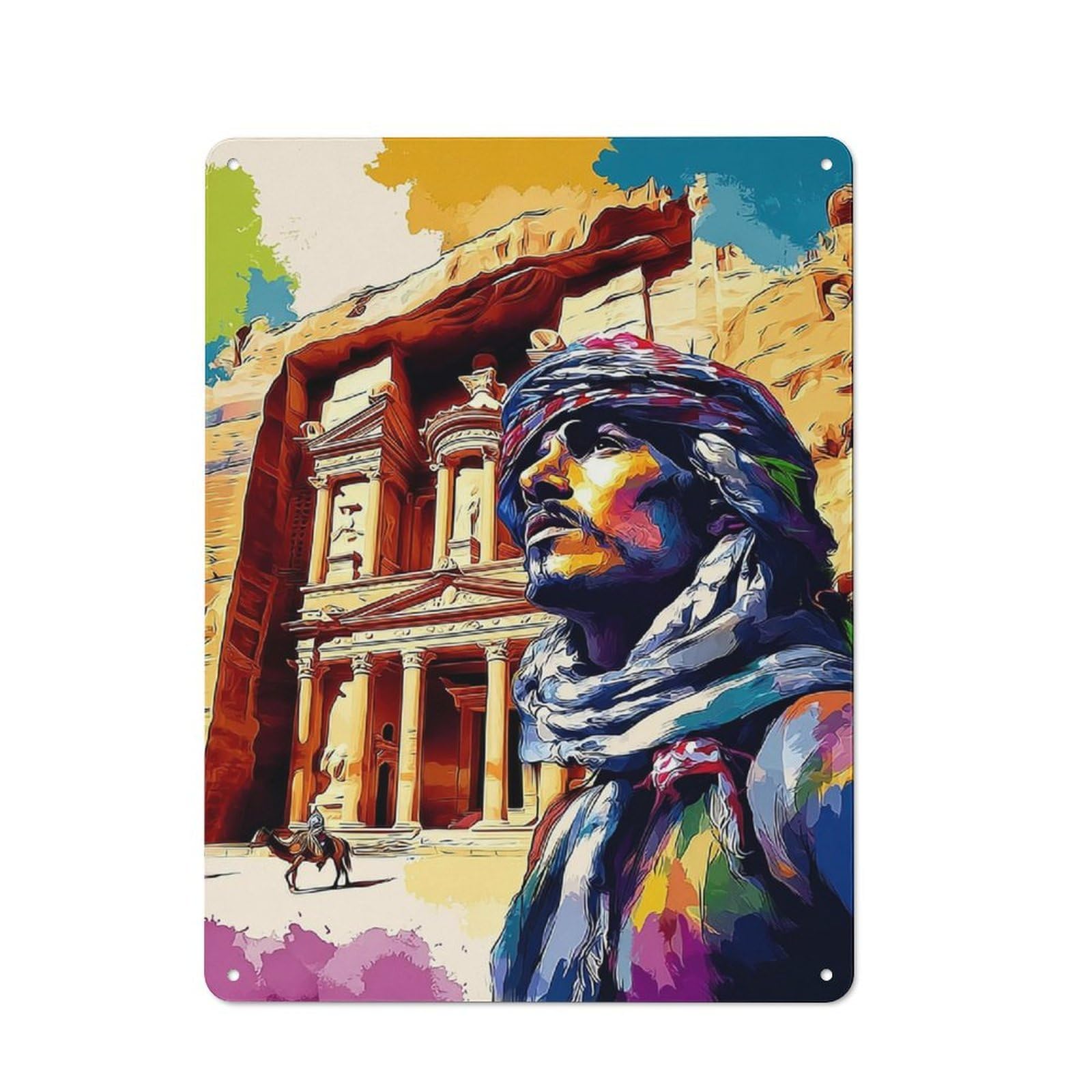 Junmoney Petra's Ancient Majesty Metal Wall Sign 40X30cm Featuring For Home Bar Wall, Housewarming Present For People Styling Home Bar