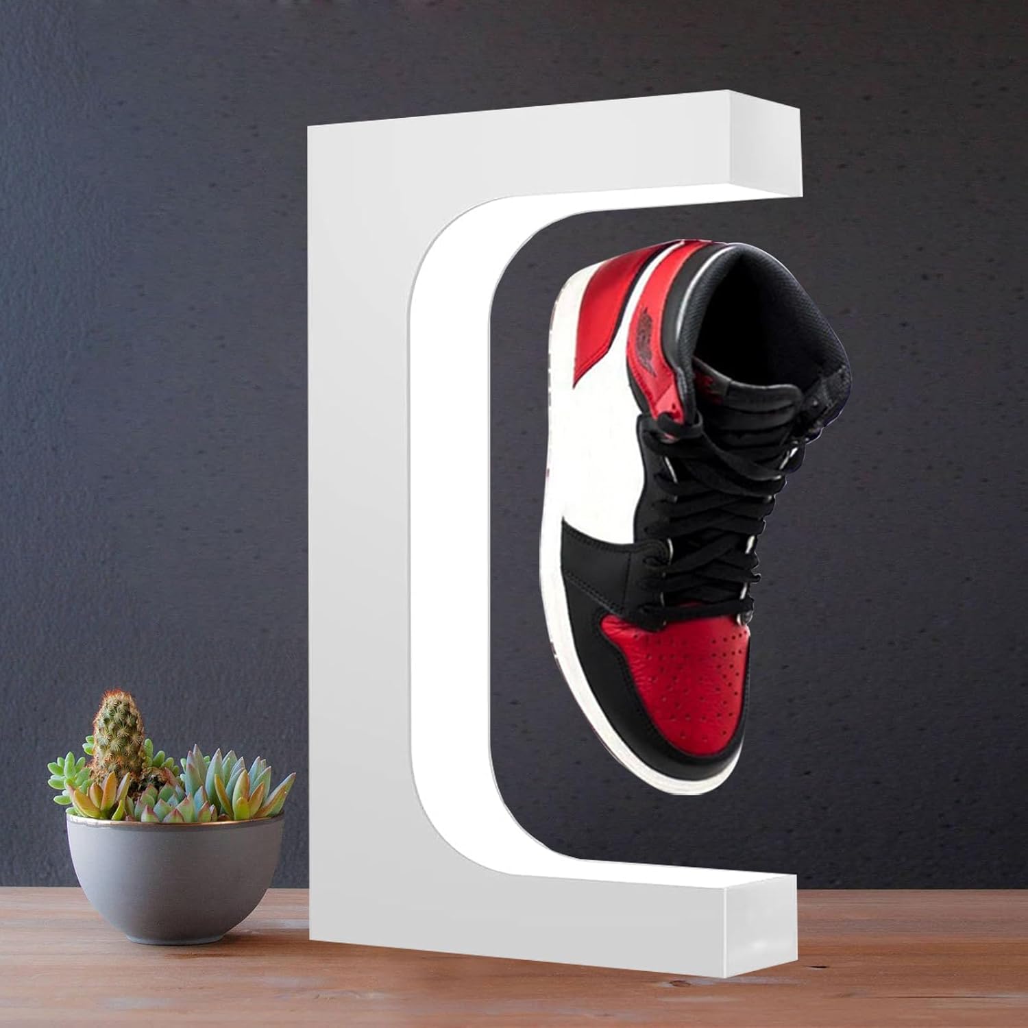 Levitating Shoe Display Magnetic Floating Sneaker Stand LCD Interactive Screen Adjustable Wide Range Accurate Weight Optional Rotation Speed Colorful LED Lights Acrylic Rack Exhibition Christmas Gift