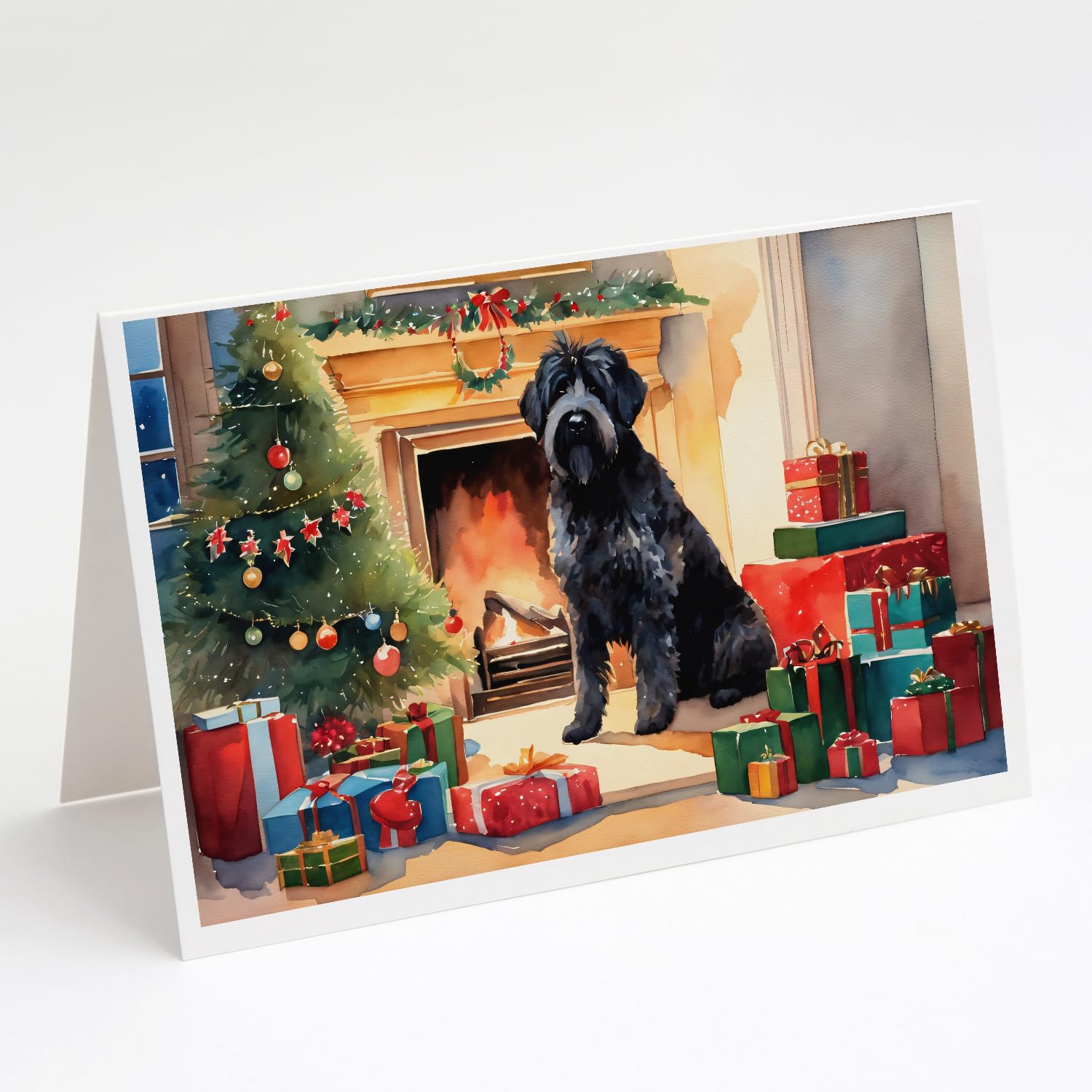 Caroline's Treasures DAC2619GCA7P Bouvier des Flandres Cozy Christmas Greeting Cards Pack of 8 Blank Cards with Envelopes Whimsical A7 Size 5x7 Blank