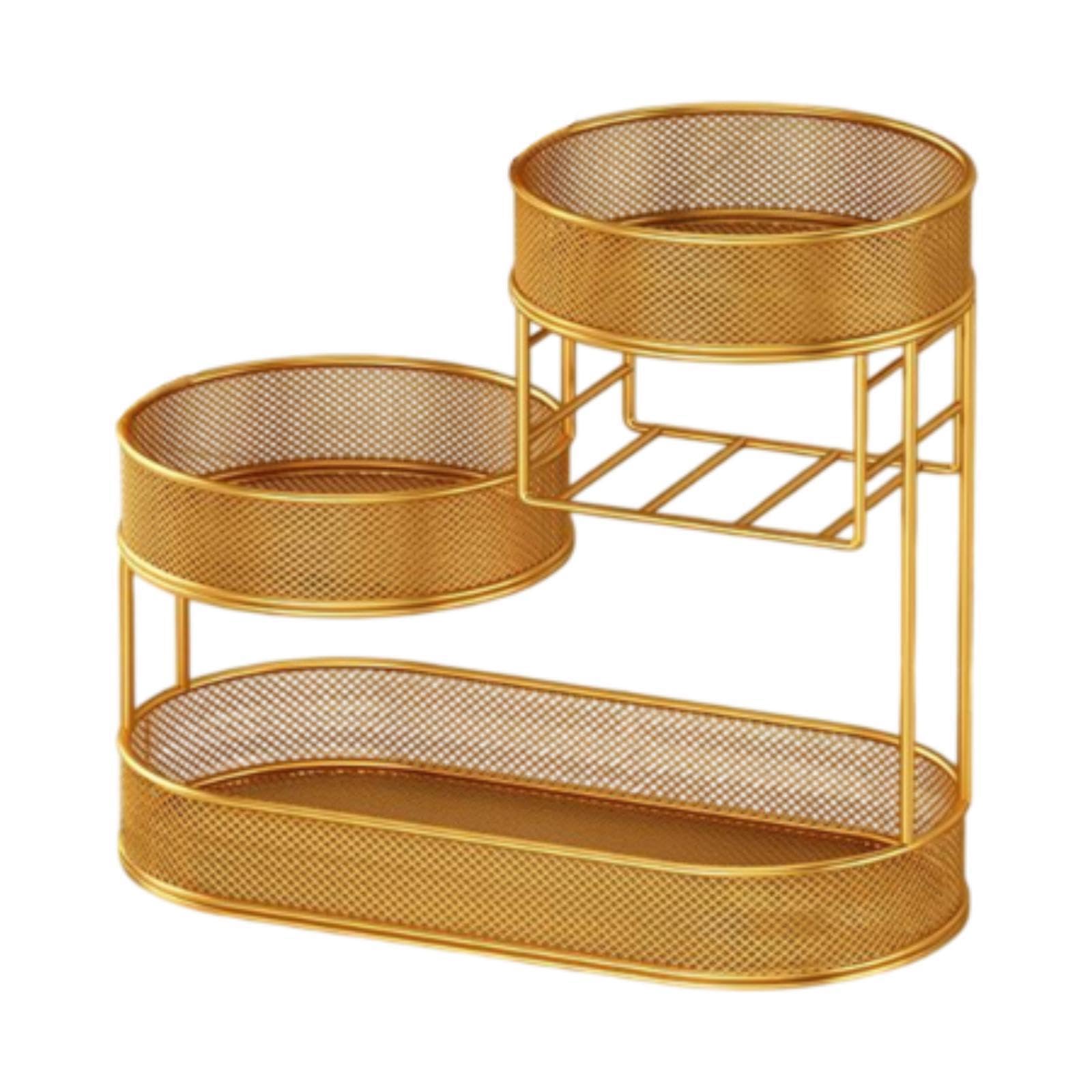 YIXANNX Sleek Fruit Basket Holder 3 Tier Metal Vegetable Organizer For Storing Snacks And Food With Style Hollow Iron Fruit Basket Countertop Vegetable Bowl , Gold , 32x17x32cm
