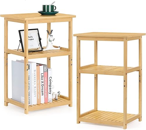 smusei Juego de 2 mesas auxiliares, sala de estar para espacios pequeños, mesita de noche de granja para dormitorio, habitación de invitados,