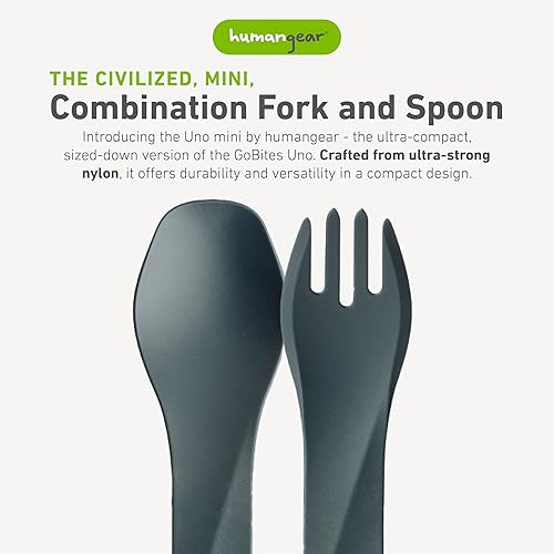 Miniatura 2 de humangear GoBites Uno  Utensilios de viaje y campamento  Utensilios de comedor portátiles y convertibles  Tenedor multifuncional, gris oscuro