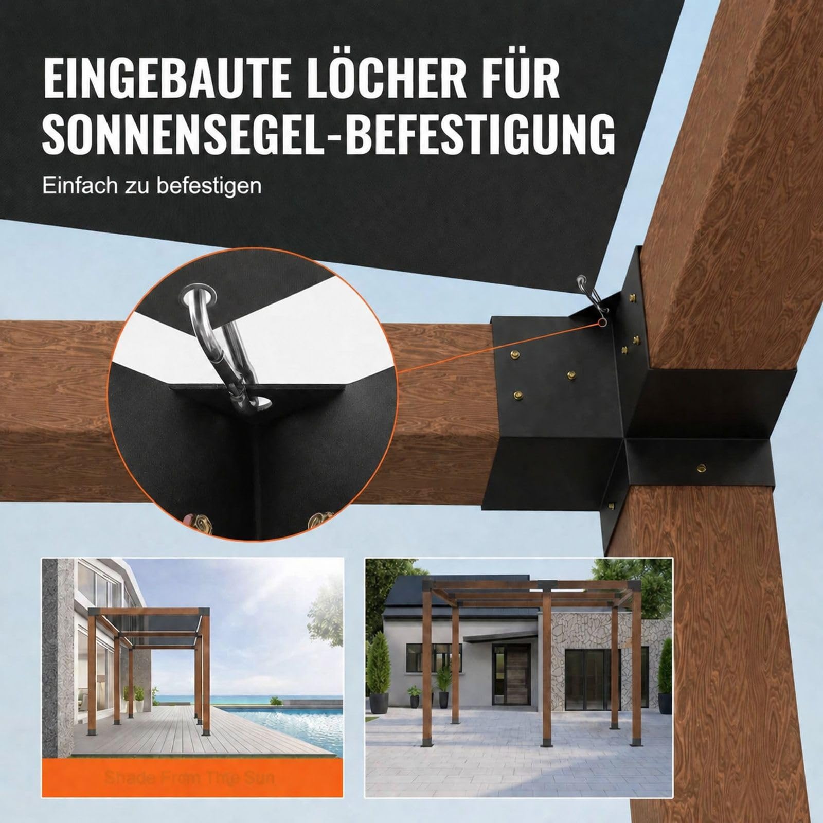 4er-Set 3-Wege-Pergola-Winkelverbinder für Holzbalken