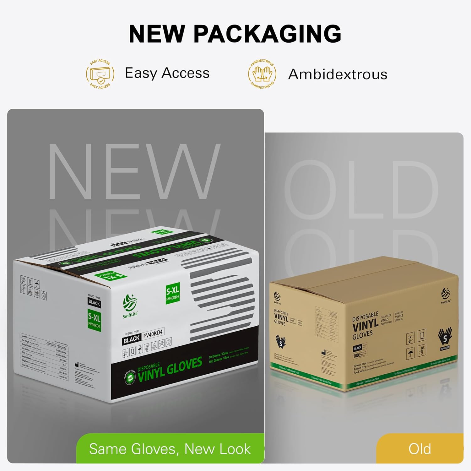 Black Vinyl Gloves, Food Grade Gloves Disposable Latex Free & Powder Free, Guantes for Cleaning Cooking Food Prep