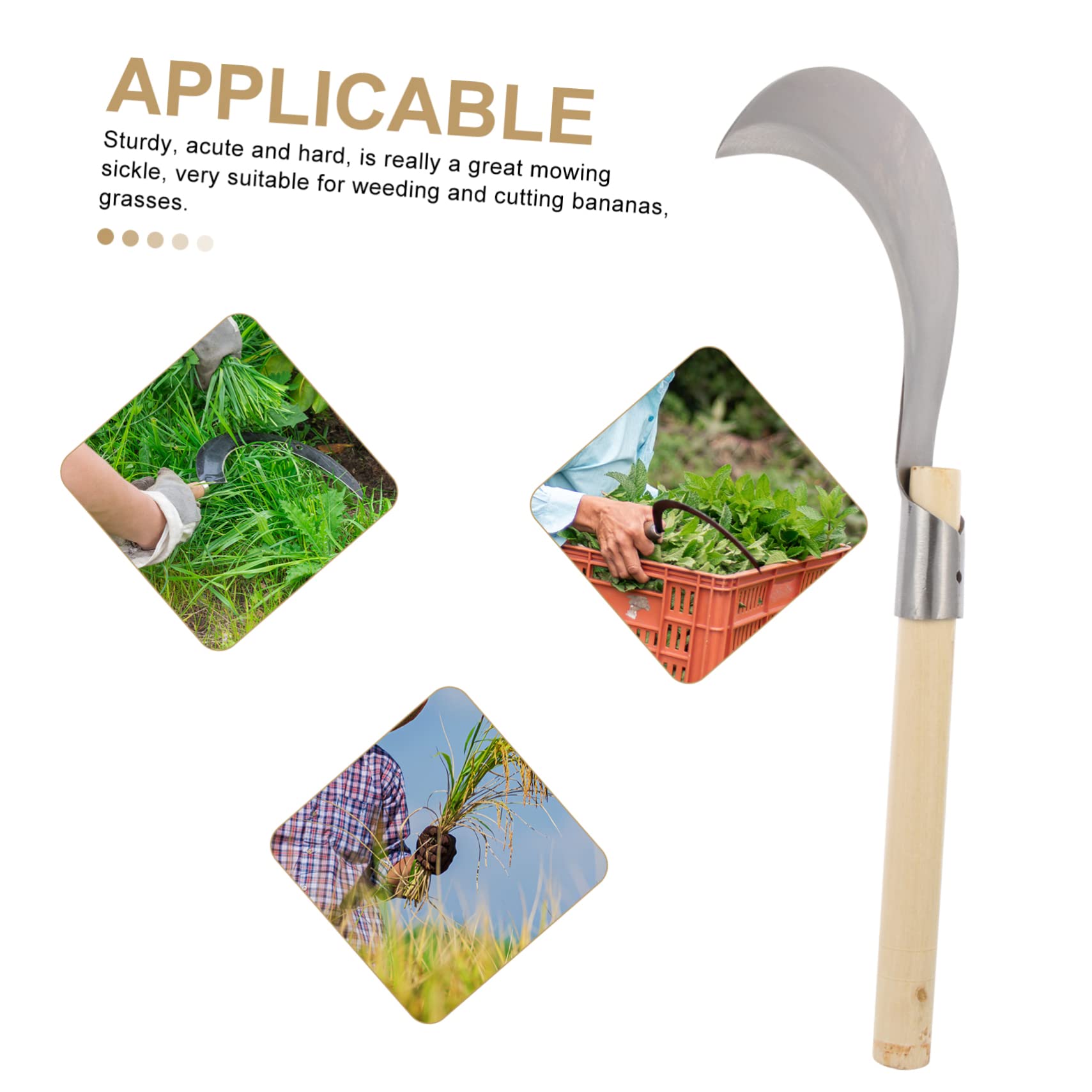 Falce Falci in acciaio al manganese Attrezzo da giardinaggio multiuso Attrezzi da giardinaggio Accetta Canna da zucchero Fornitura agricola in legno Attrezzo da giardinaggio Diserbatore manuale Falci