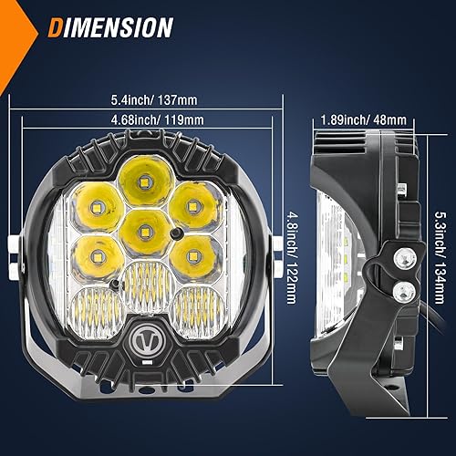 Miniatura 3 de AUTOXBERT Luz de conducción LED ámbar de 5 pulgadas, 50 W LED Offroad Shooter Pods Spot Flood Combo Beam luces antiniebla para camioneta Jeep 4x4