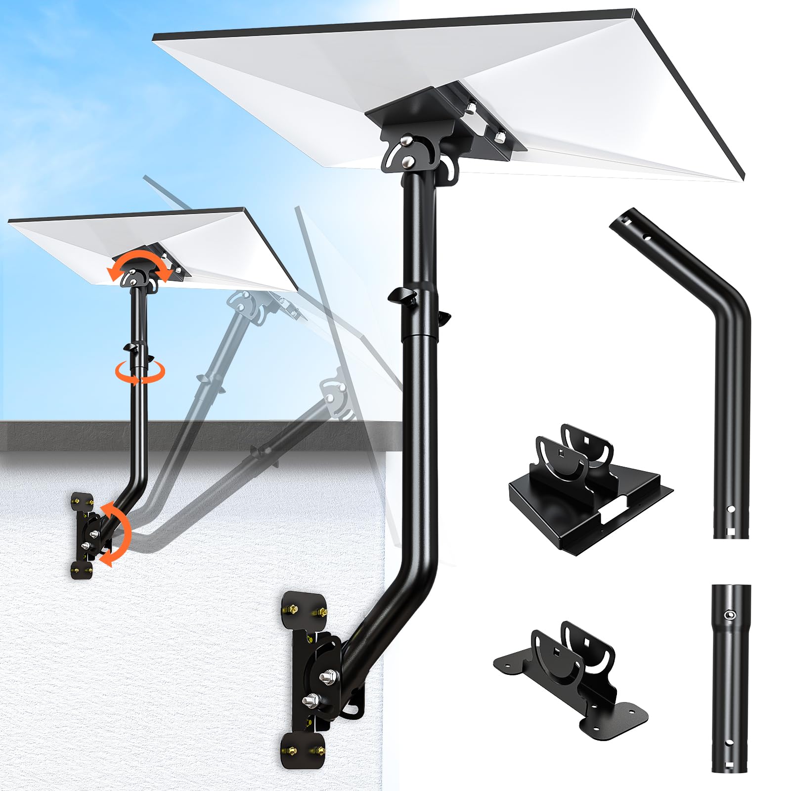 Dataroad Starlink Gen 3 Mount, Compatible with Gen3 Starlink Starlink Pole Mounting Kit with 0-360° Adjustable Pipe Adapter for Starlink V3 House, Mounting Kit for Starlink Internet Kit Satellite