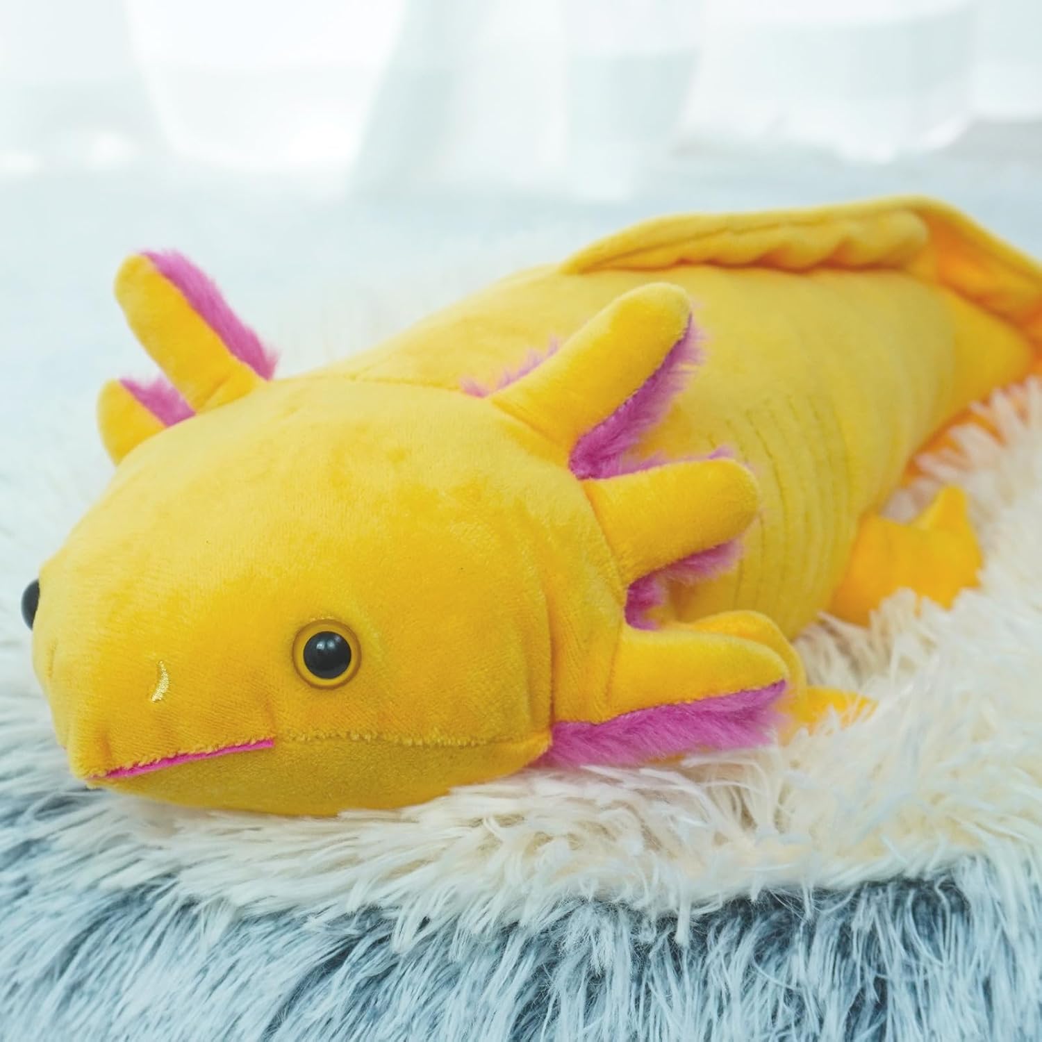 Axolotl Plush Toy, Soft Salamander Plush, Cute Salamander Gift for Kids and Adults – 17 Inch, Yellow