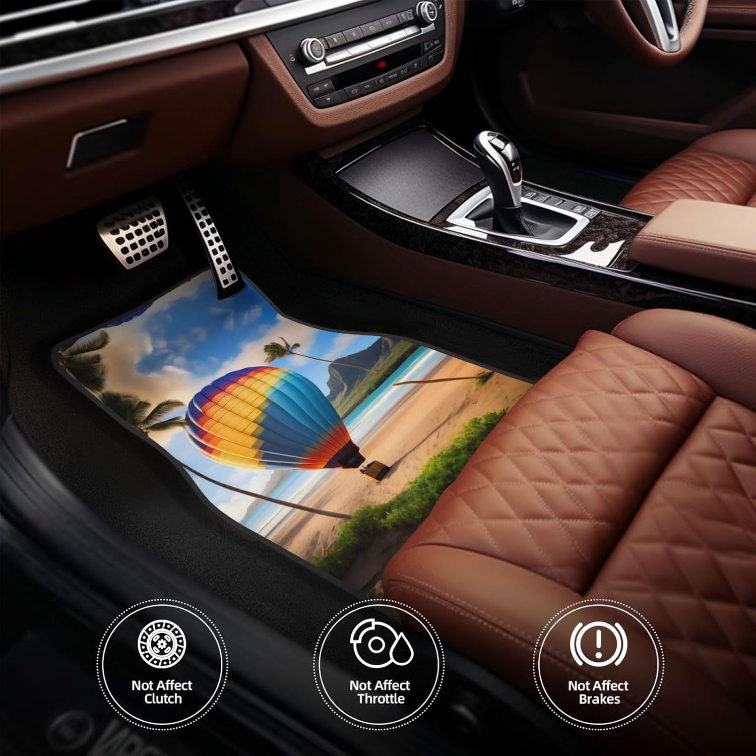 Hawaii Hot Air Balloon Patterned car mats 4-piece set | For cars/SUVs/trucks | Firm fit without displacement