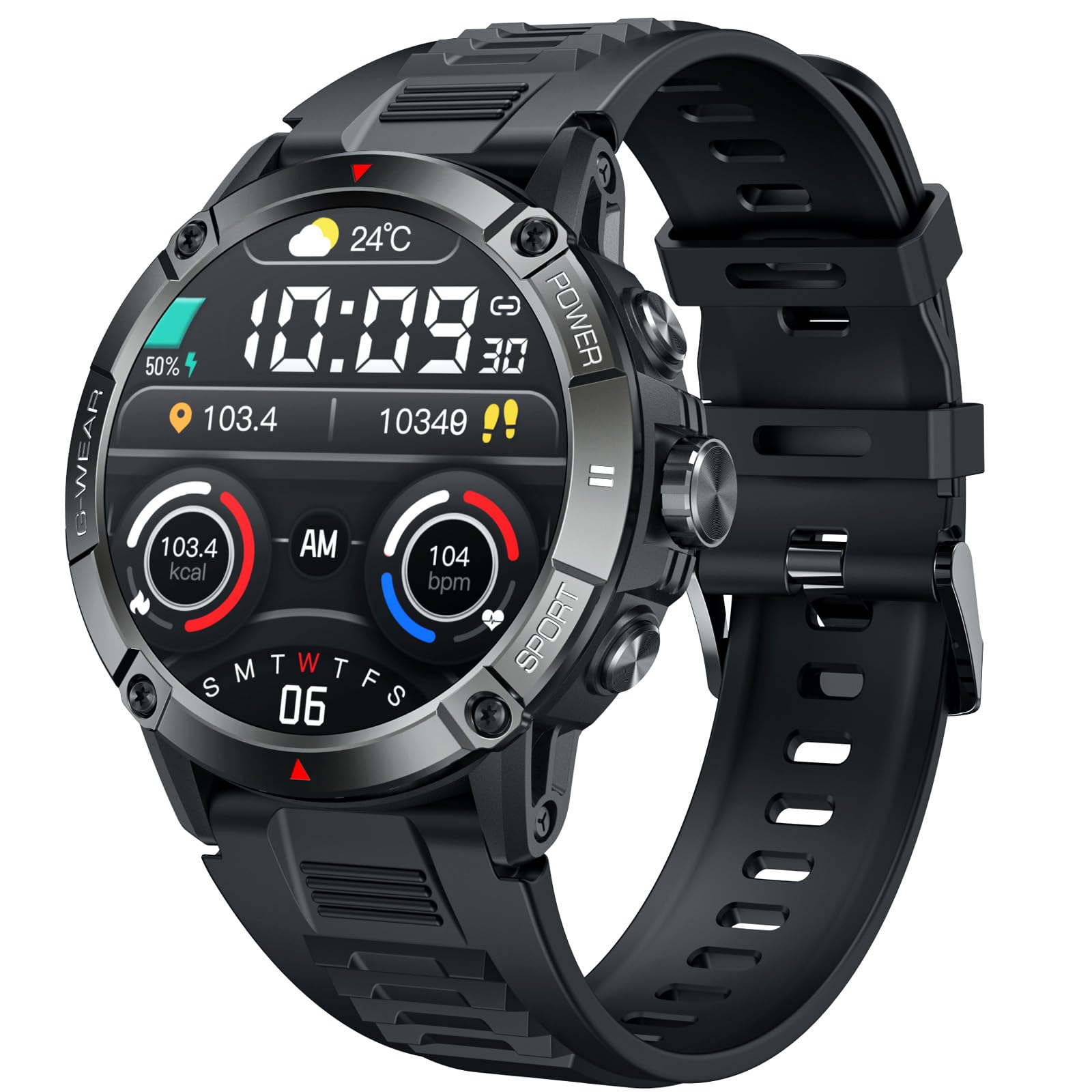 Reloj Inteligente Hombre Smartwatch con Llamada - Smart Watch 1.54" Redondo Pulgadas Bluetooth 110+Modos Deportivos IP68 Impermeable Sueño Presión Arterial Fitness Pulsera Actividad para Android iOS