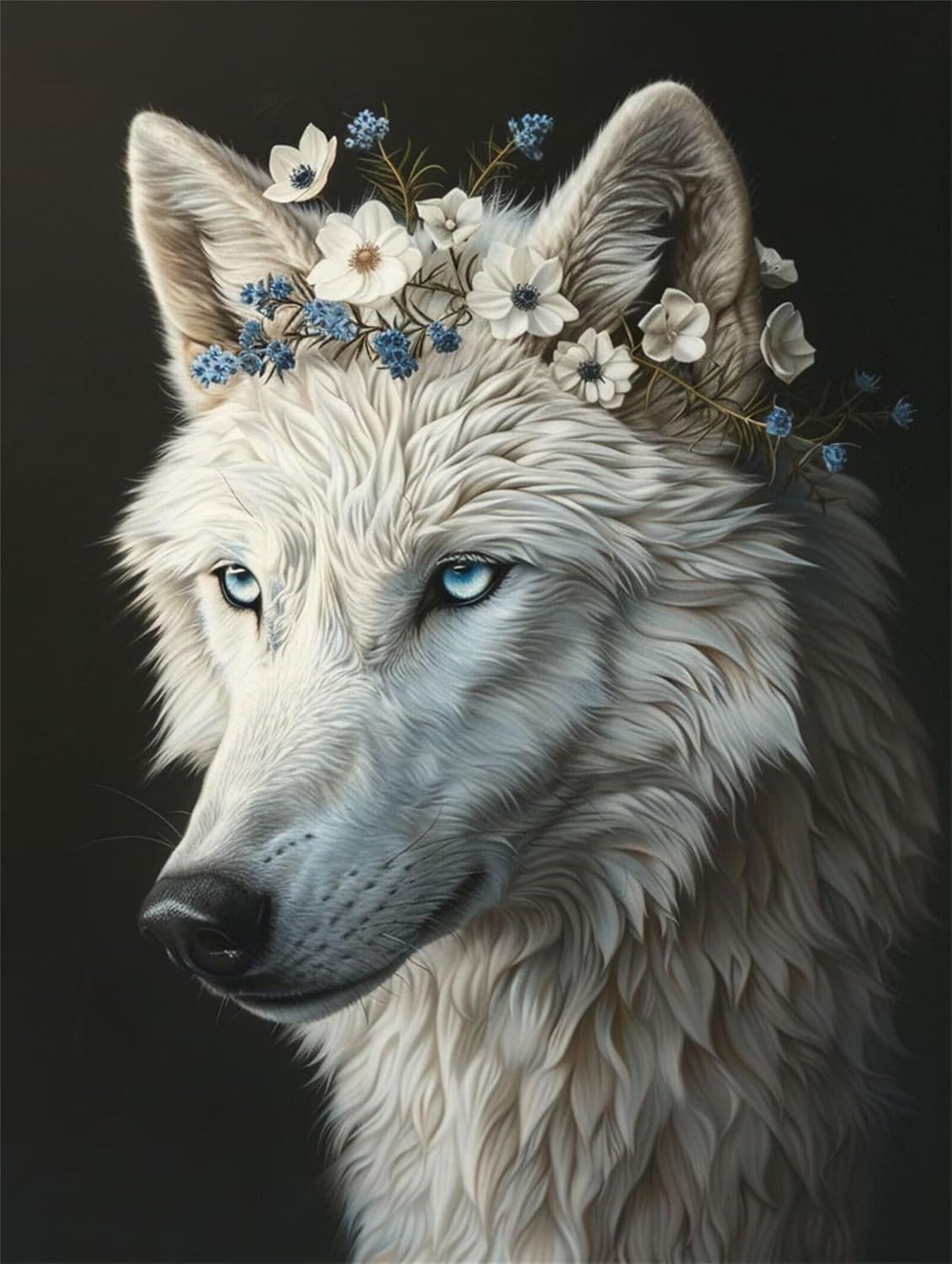 Wolf Diamond Art Kits for Adults, Flower Diamond Painting Kits for Adults, 50x70cm DIY 5D Diamond Dots Gem Art for Beginners, Full Drill Diamond Arts and Crafts, Perfect for Gifts and Home Wall Decor