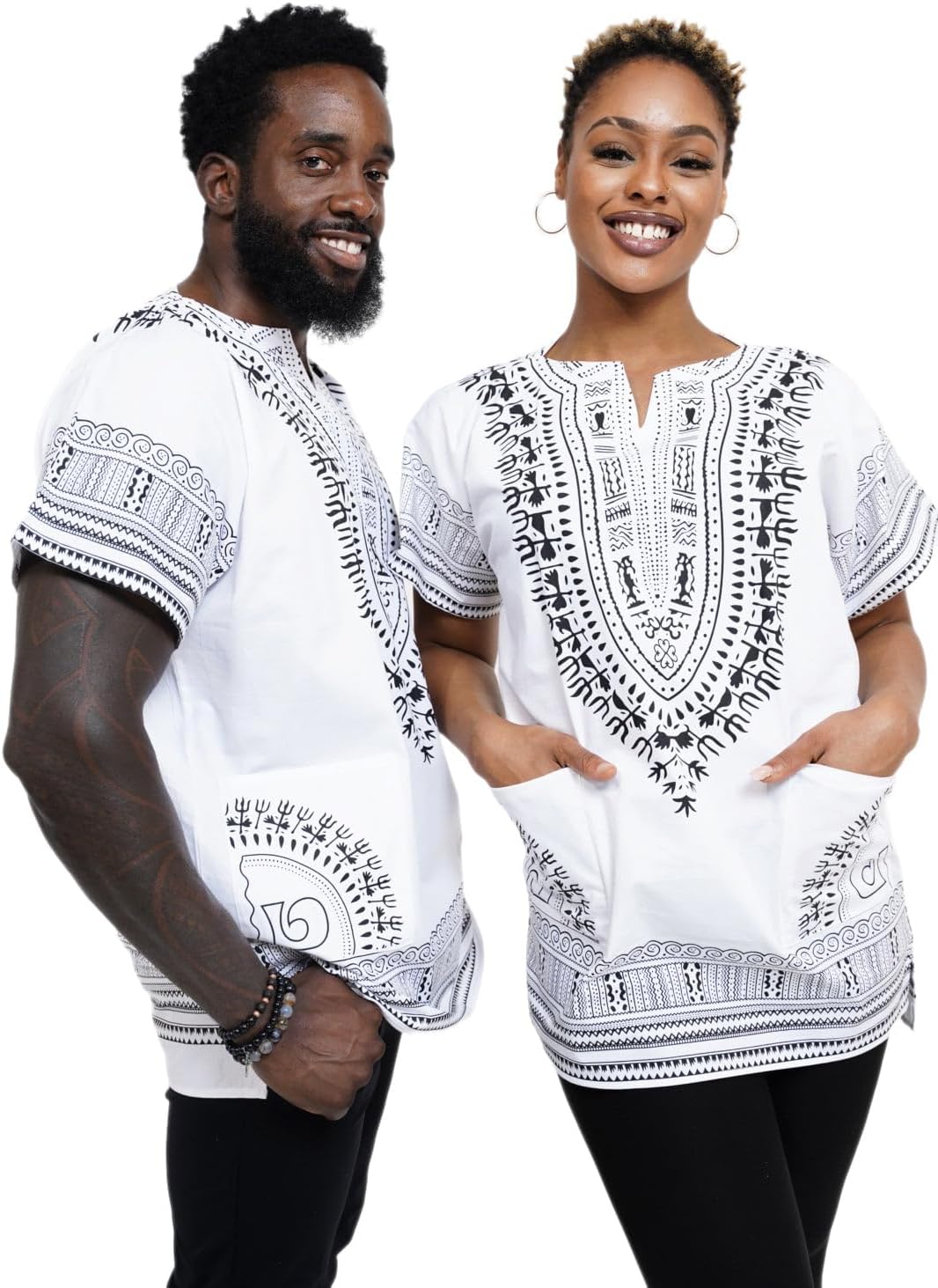 Dupsie's African Print Unisex Dashiki Shirt African Attire for Men Women Black History month, Festivals, Church, Cruises
