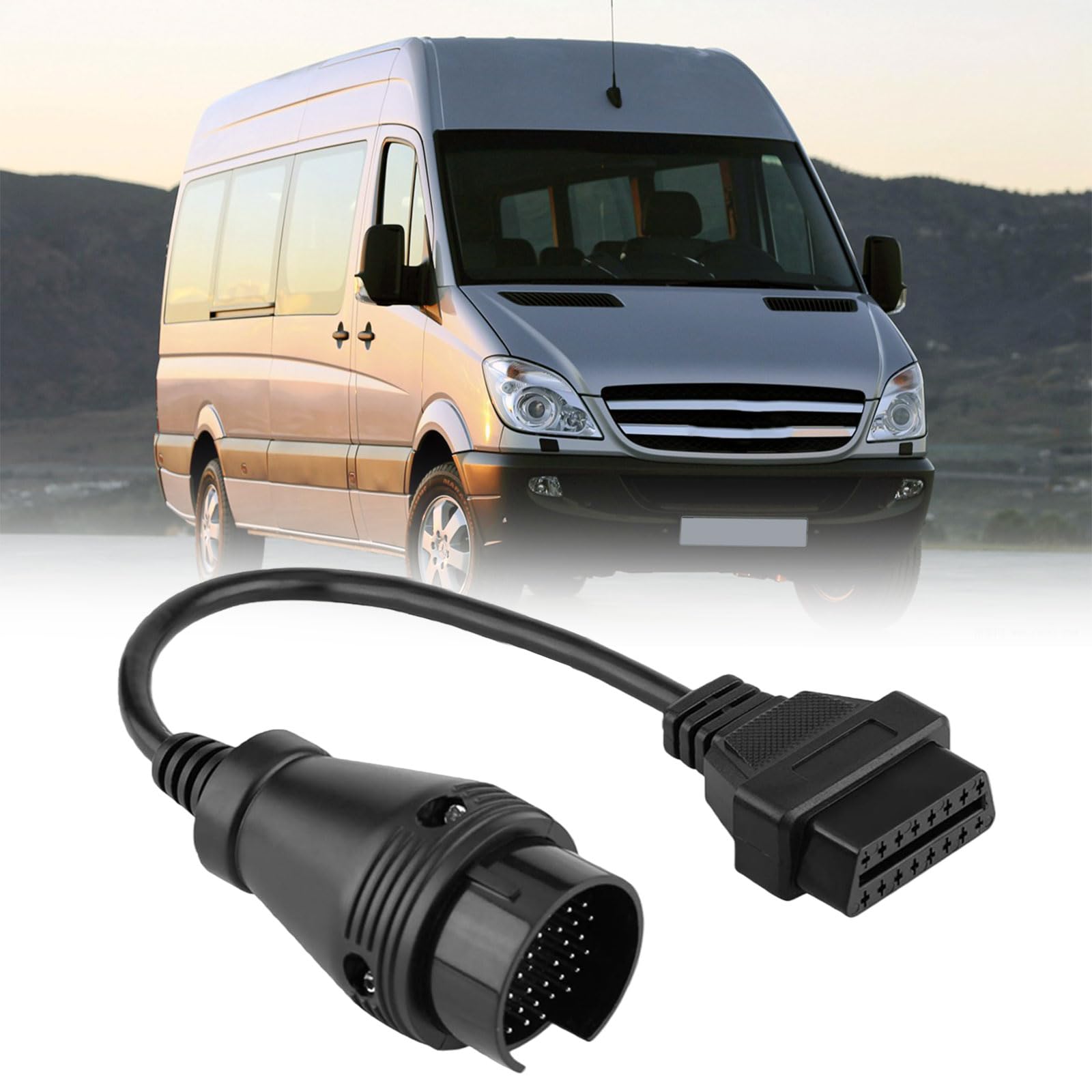 GIONAR Adaptateur de Diagnostic OBD1 vers OBD2, 38 Pin à 16 Pin Connecteur, Compatible avec Mercedes-Benz Modèles Classiques Tels Que W124 W140 W201 W202 W210 R129, Câbles TPE,Branchez et Utilisez