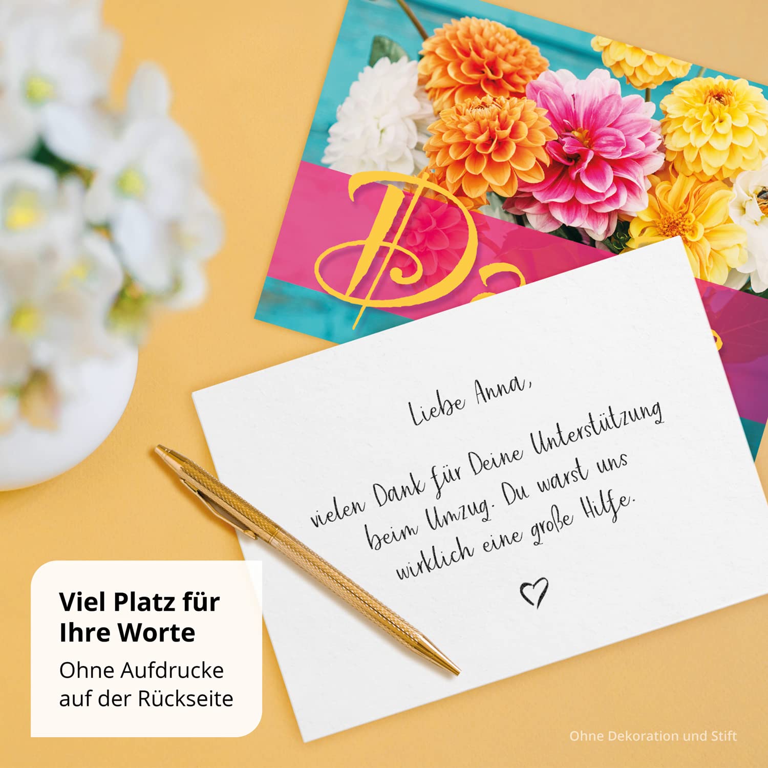 Dankeschön Geschenke Zhminz Dankeskarten Set - 25 Stück Mit Umschlägen  Blumen-Design Hochwertige Papier Dankeskarten, image size:1500x1500