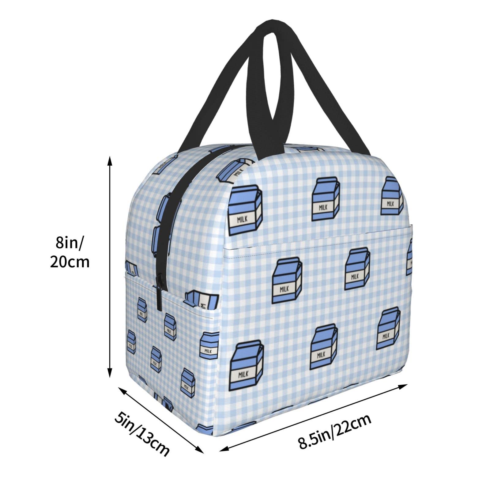 Borsa Termica Portatile Kawaii Con Stampa Happy Milk Box, Pranzo Isolante Riutilizzabile 22x20x13 Cm Per Uomo E Donna