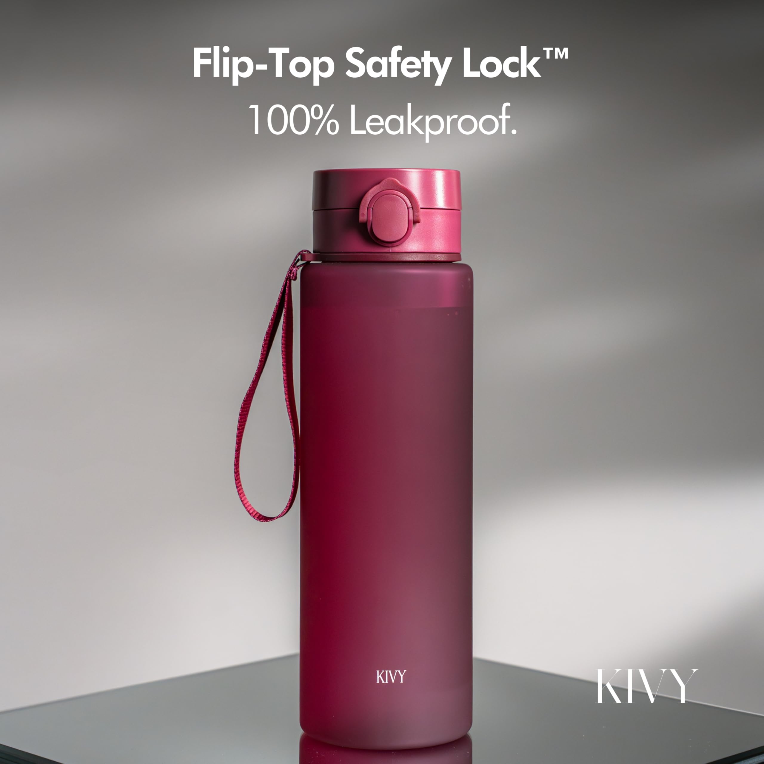 KIVY Botella de Agua Tritan 650ml [CON TAPA ABATIBLE] - Water Bottle para Niños & Adultos - Sin BPA - Garrafa Apto Lavavajillas - Cantimplora para Gimnasio, Deportiva, Oficina y Escuela - Verde — view 58