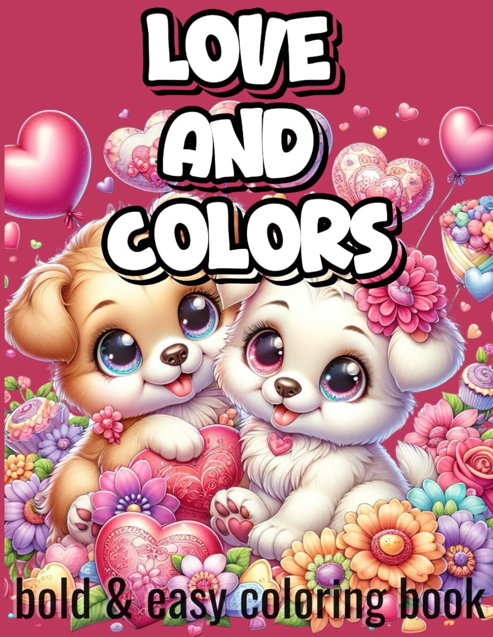 LOVE AND COLORS: "Coloring Book for Adults and Children with Affectionate Animals, Hearts, and Sweets"