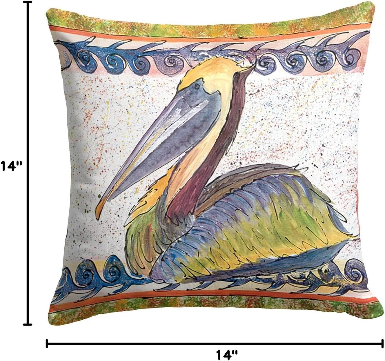 Caroline's Treasures 8057PW1414 Pelican Fabric Decorative Pillow Machine Washable, Indoor Outdoor Decorative Pillow for Couch, Bed or Patio, 14Hx14W