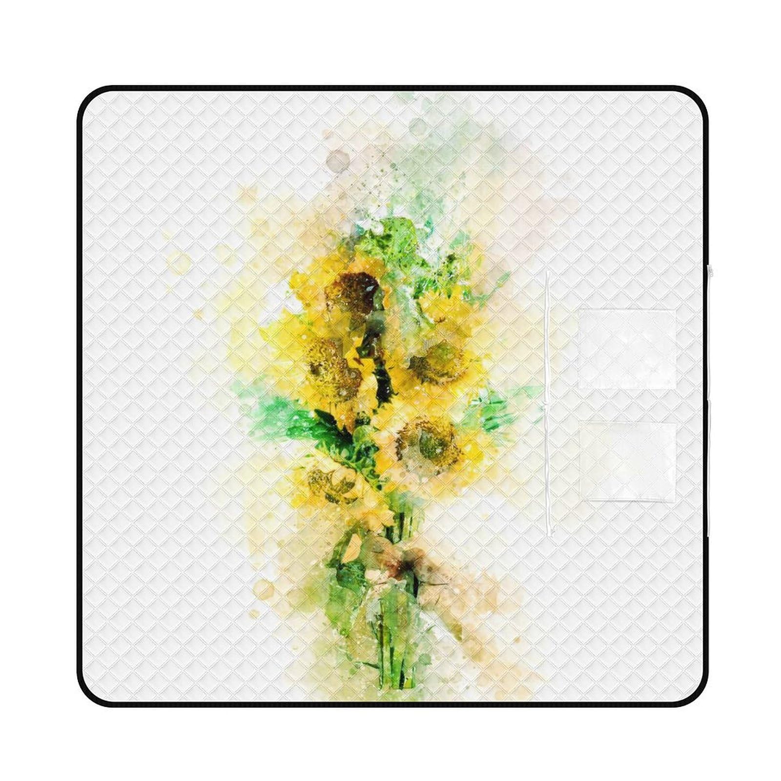 3D Impression Watercolor SunFleurs Couverture Pique Nique Tapis Pique Nique Nappe Picnic Couverture De Pique-Nique pour Le Voyage, Le Camping, Les Vacances, Etc 200x200cm