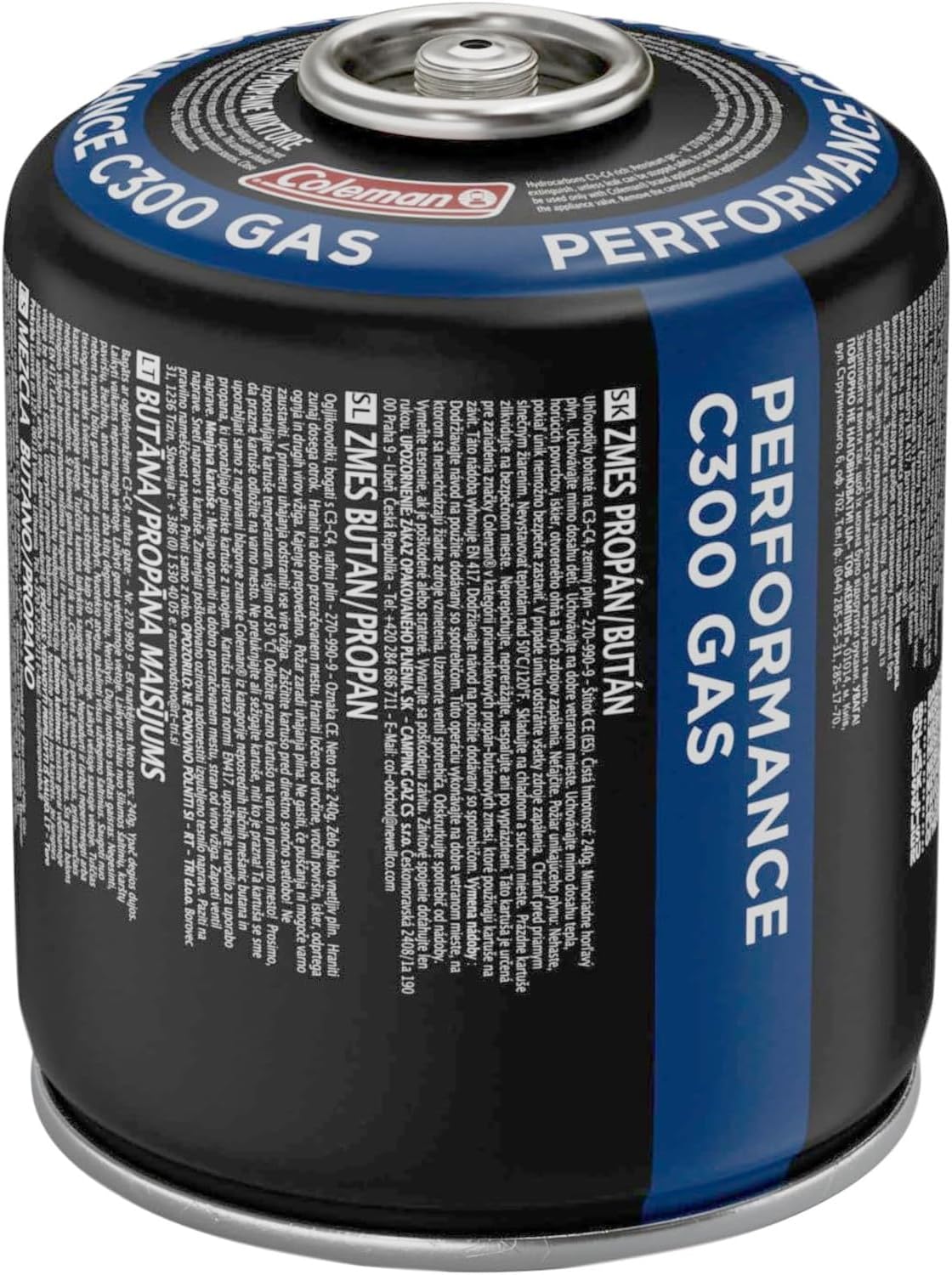 AMK® Coleman Performance C300 Gas Cartridge 240g Butane & Propane 70/30 Mix Self Sealing Safety Valve Suitable for Camping Stoves Barbeque Grills and Lamps