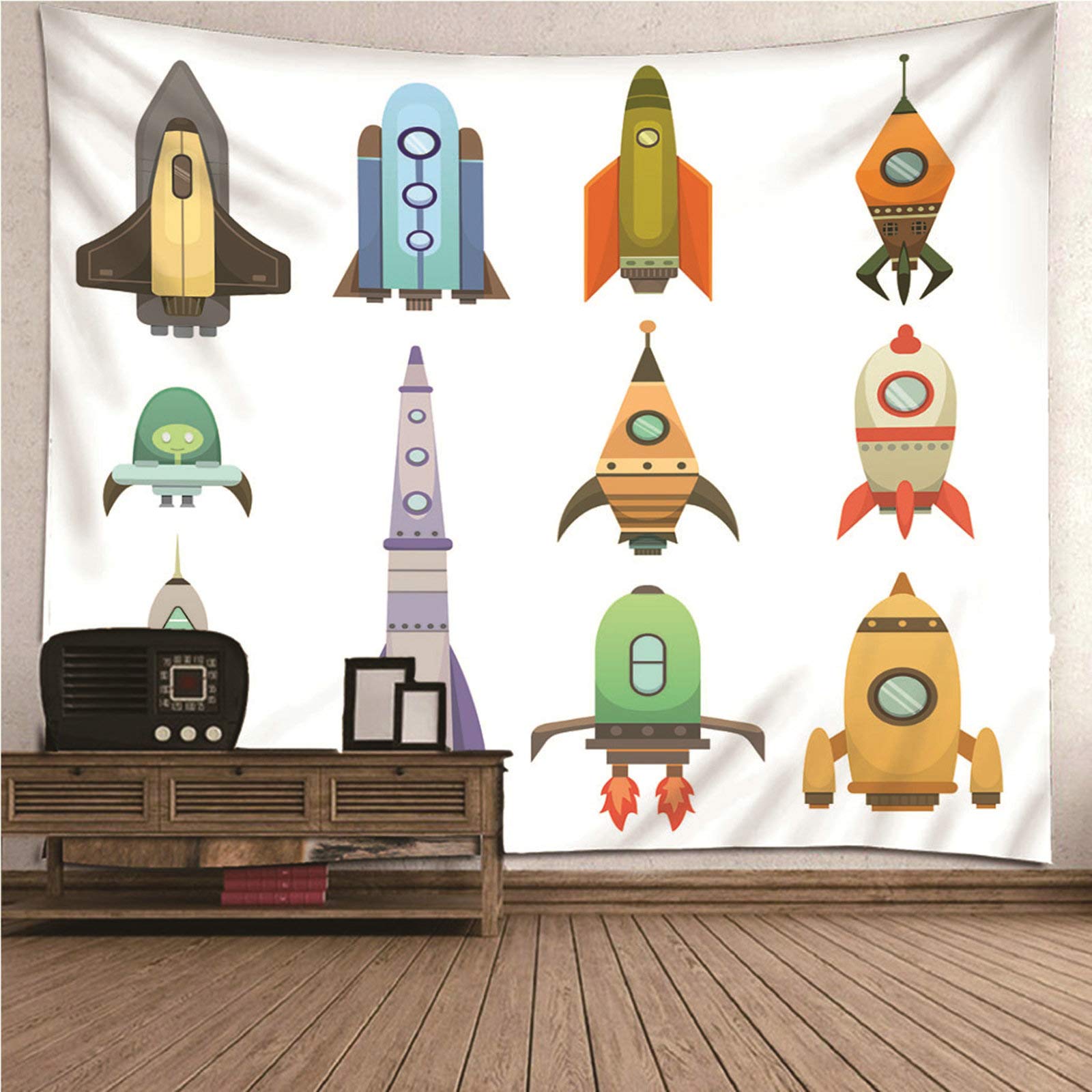 Tapiz de pared blanco lavable para dormitorio infantil de aviones 7