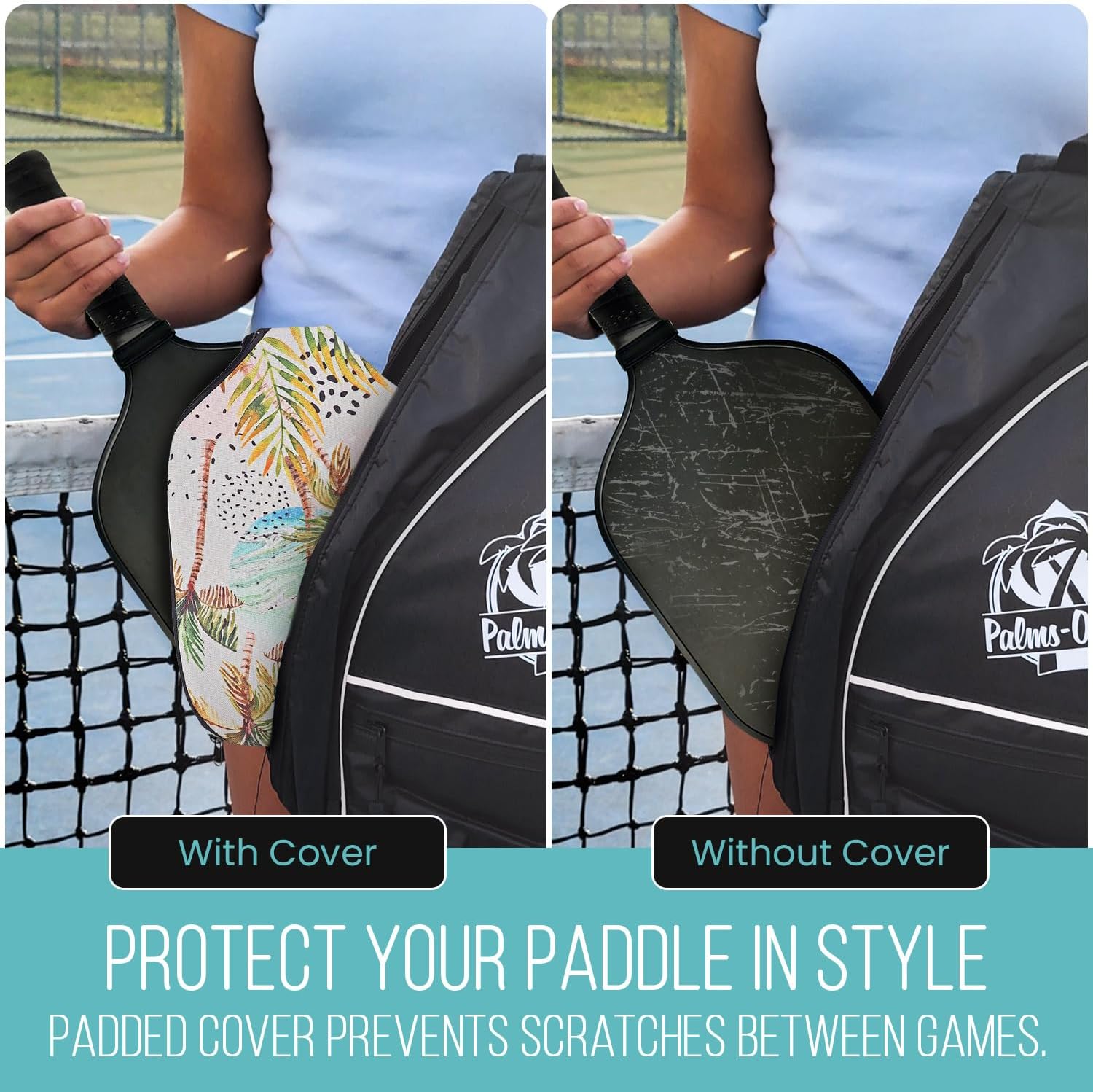 Palms-O-Aces Pickleball Paddle Cover | Canvas Padded Pickleball Paddles Sleeve with Zipper | Lightweight Protective Paddle Case for Standard Paddles | Paddle Cover Accessory image 5