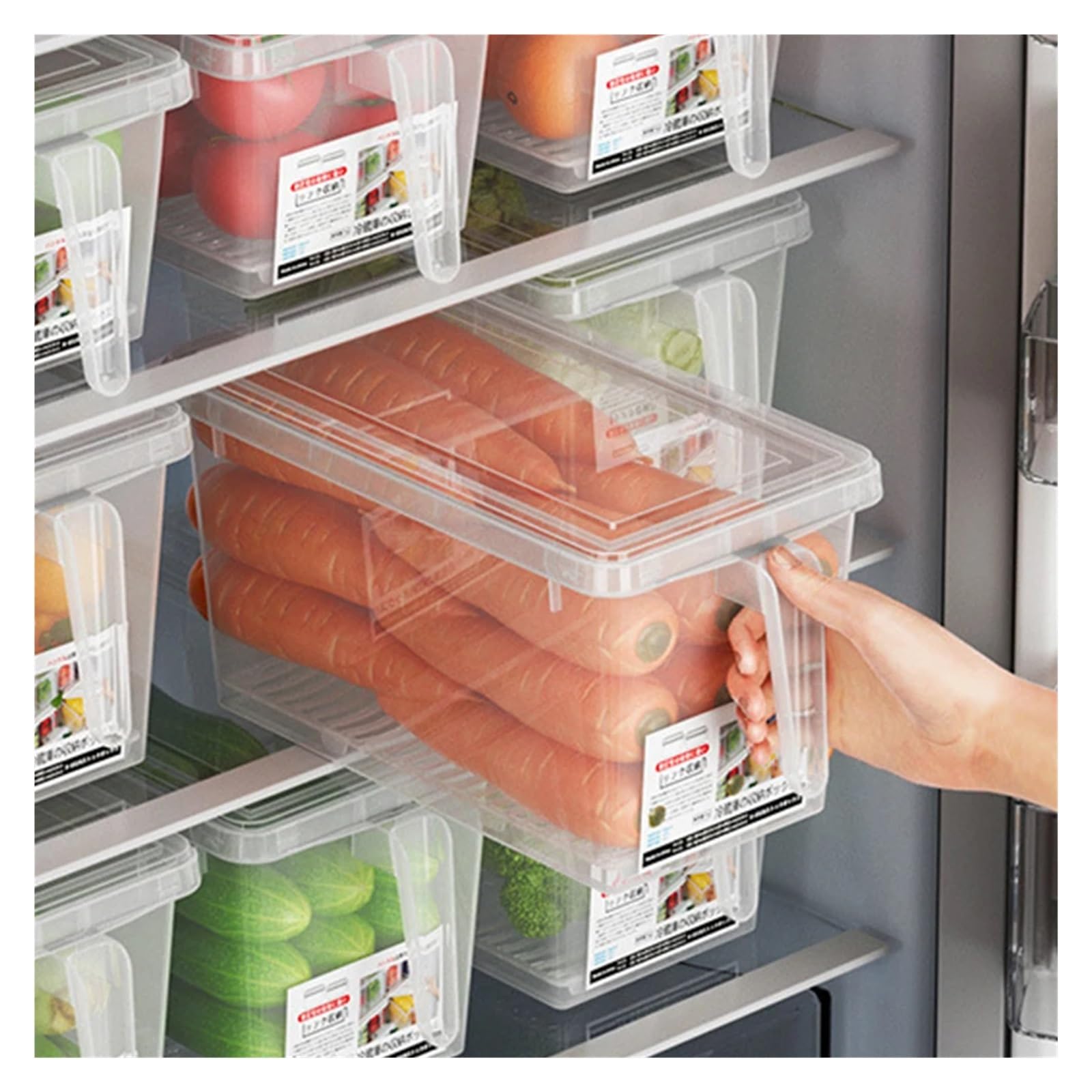 Almacenamiento de cocina Caja de almacenamiento for verduras, huevos, carne, cajón de cocina, organizador de puerta lateral for refrigerador, caja de conservación de alimentos frescos, estante de alma