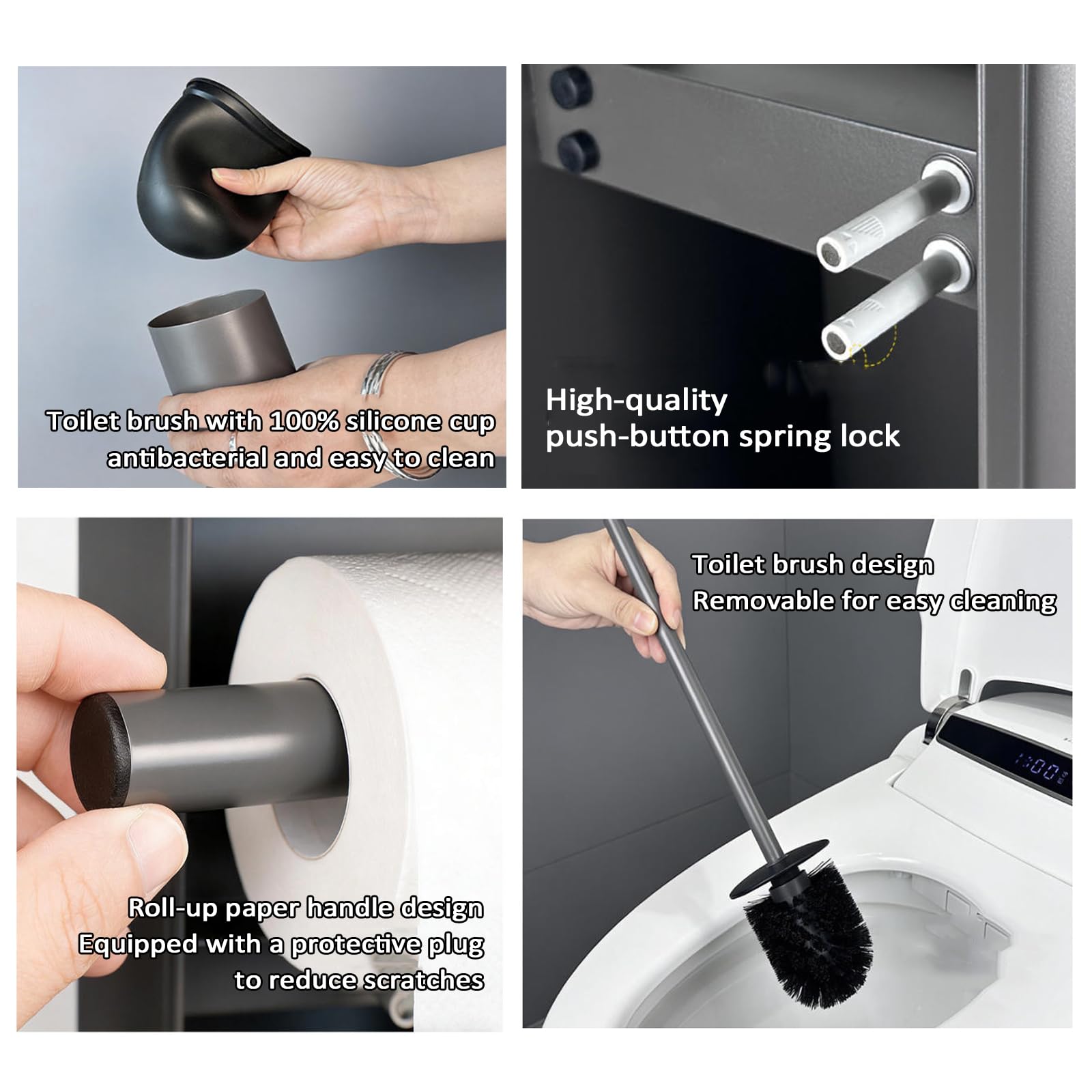 Nicho de papel higiénico empotrado con estante y soporte oculto para cepillo para remodelar el baño