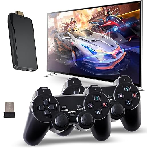 Retro Console, Wireless Retro Game Console, Plug & Play Video TV Game with 24600+ Built-in Games, 4K HD Output, and 2.4GHz Wireless Controller, 9 Classic Emulators Deep Black
