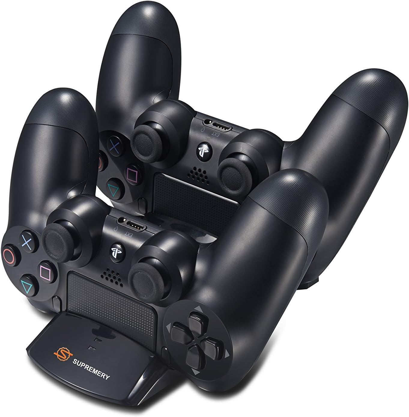Supremery Dongle Series PS4 Charger Dockingstation for 2 Dualshock 4 Controllers for Sony Playstation 4 Includes Wallcharger