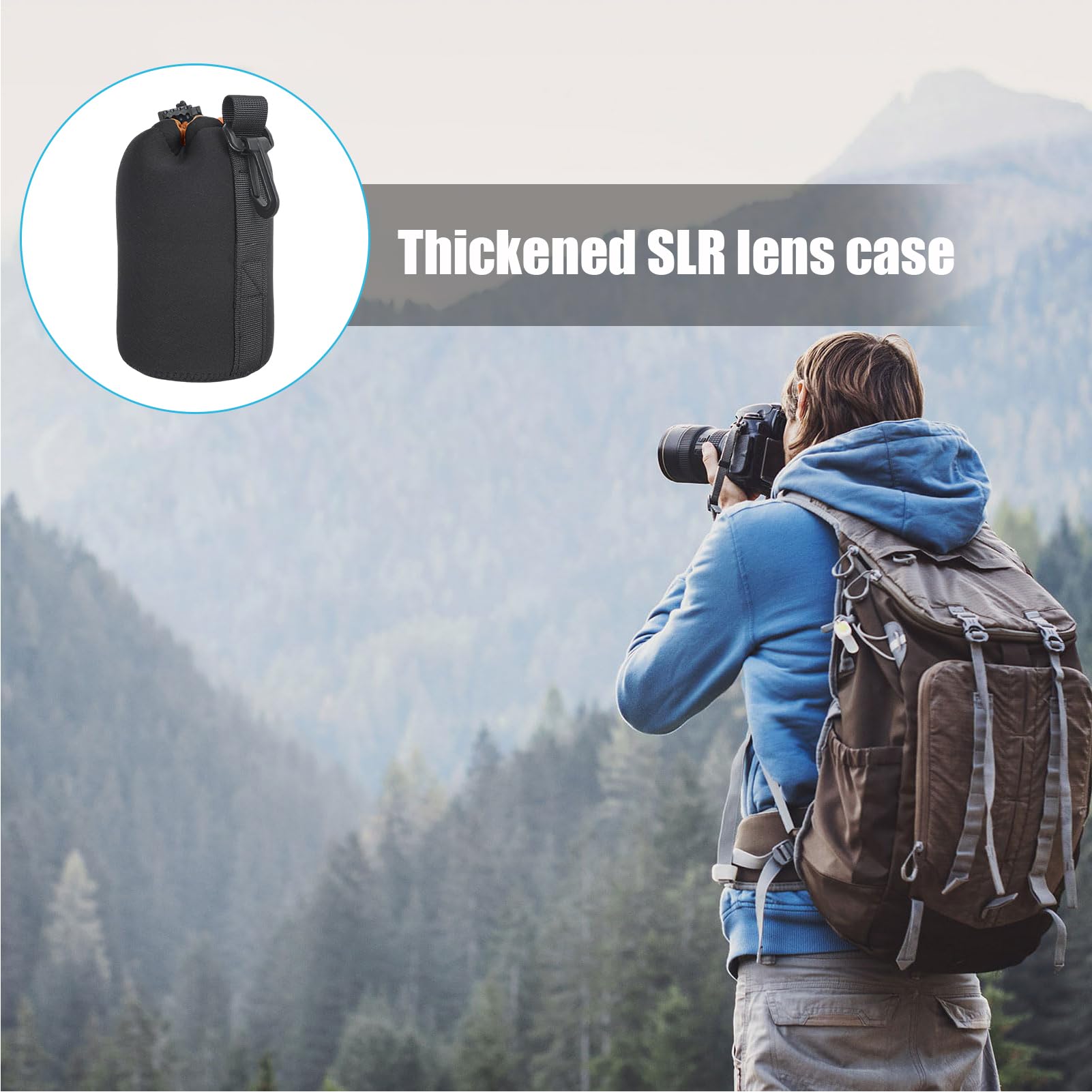 Funda de Neopreno para Lente de cámara, protección antigolpes, ángulo Ajustable para Viaje/Senderismo, Compatible DSLR/SLR, 14 cm, Se référer au descriptif, Consulte la descripción