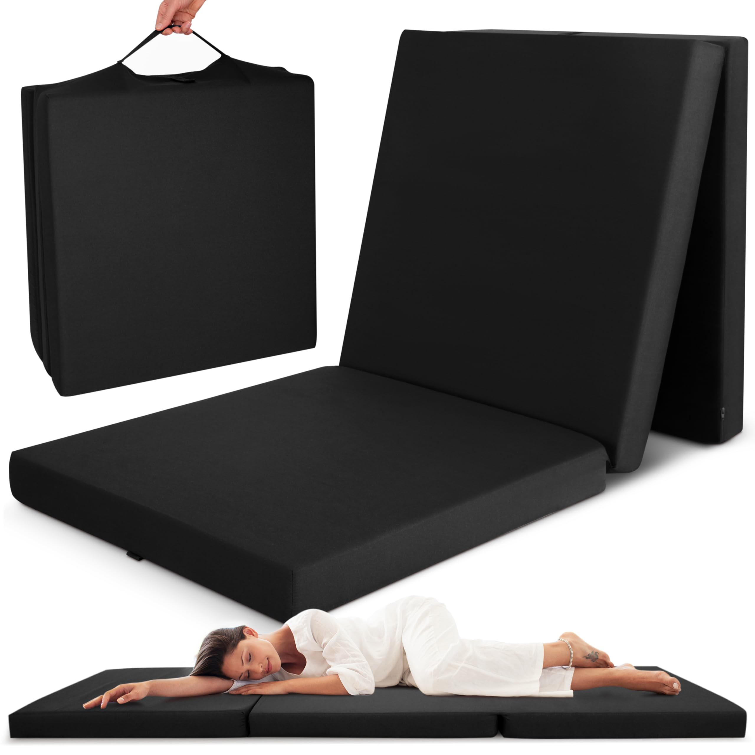 Beautissu Portable Travel Folding Mattress Single Fold Up Guest Futon thick