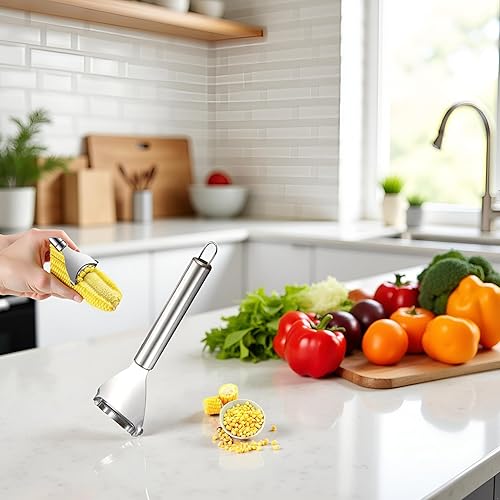 Miniatura 2 de Pelador de maíz, cepilladora de maíz, trilladora de maíz, herramienta de extracción de granos de maíz, pelador de maíz de acero inoxidable para maíz