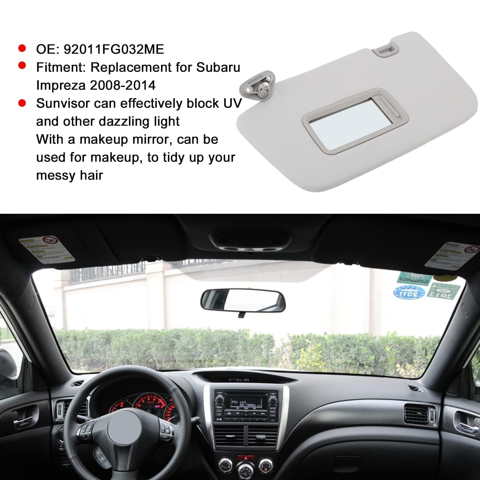 Auto Sonnenblende, Sonnenblende Links Fahrerseite Grau 92011FG032ME Ersatz für Impreza 2008-2014